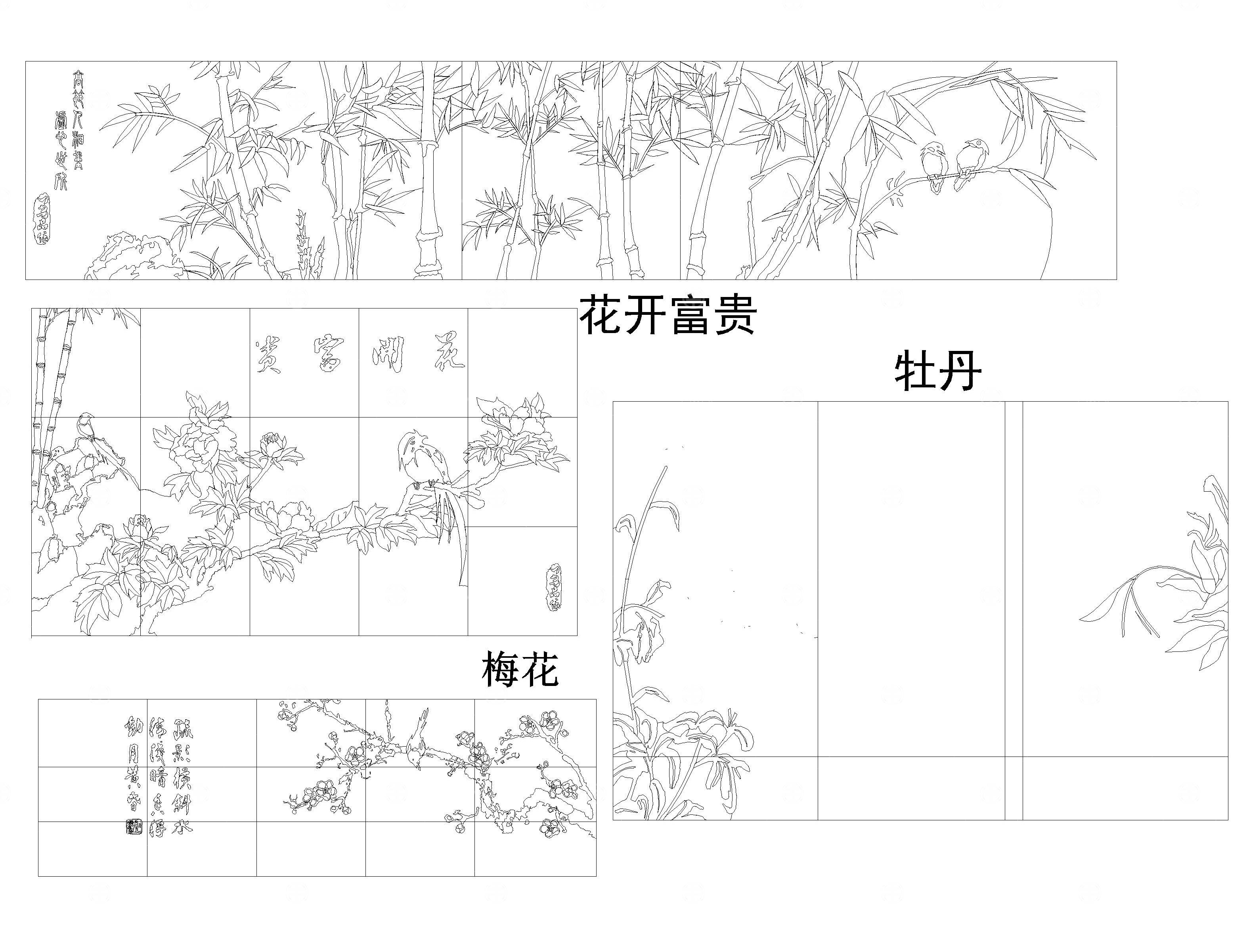 中式风装饰CAD图案
