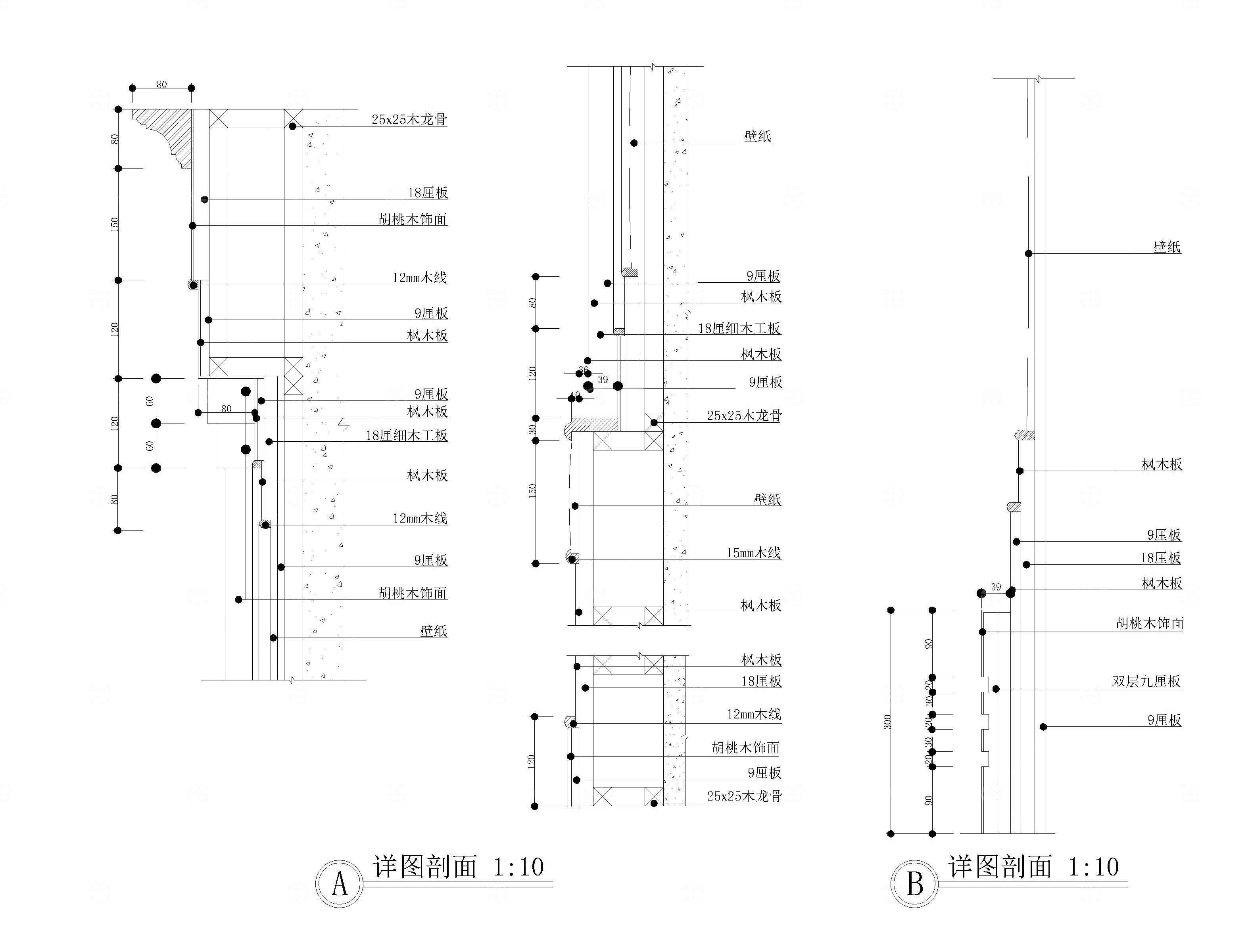 常用木饰面节点图26个