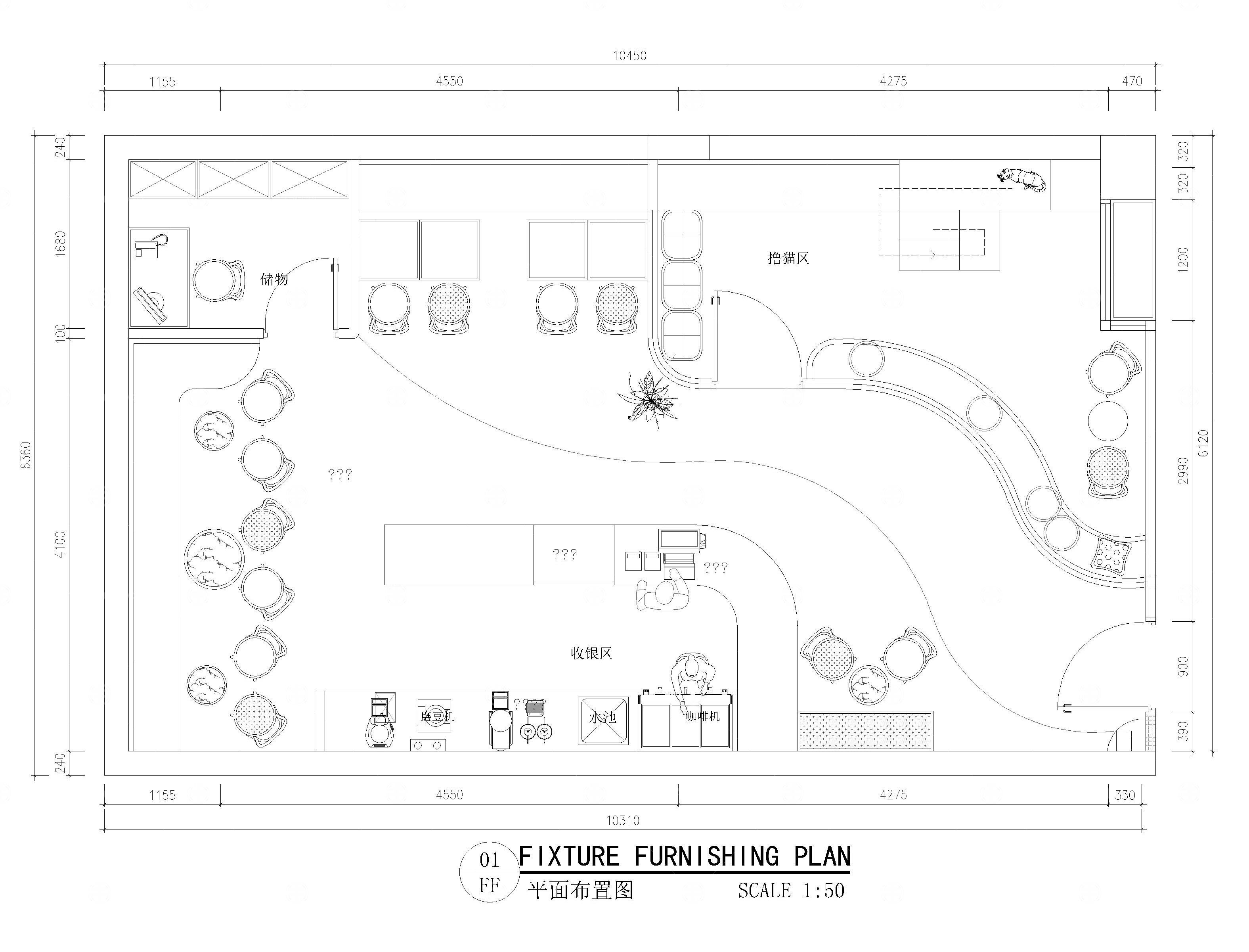 宠物店猫咖CAD平面图