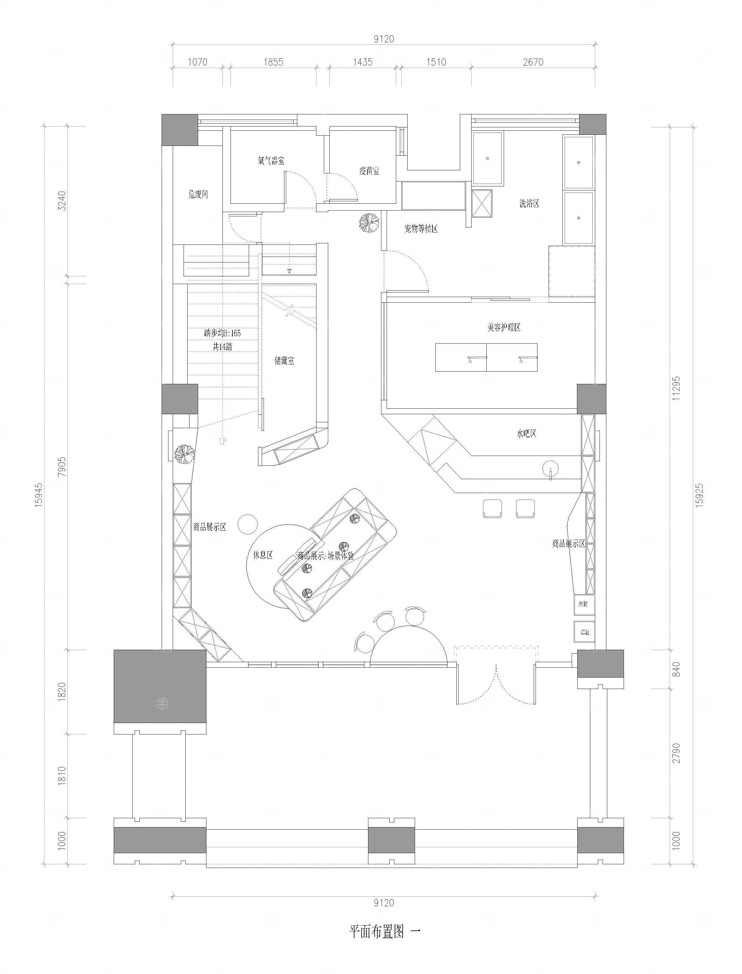 宠物店猫咖CAD平面图