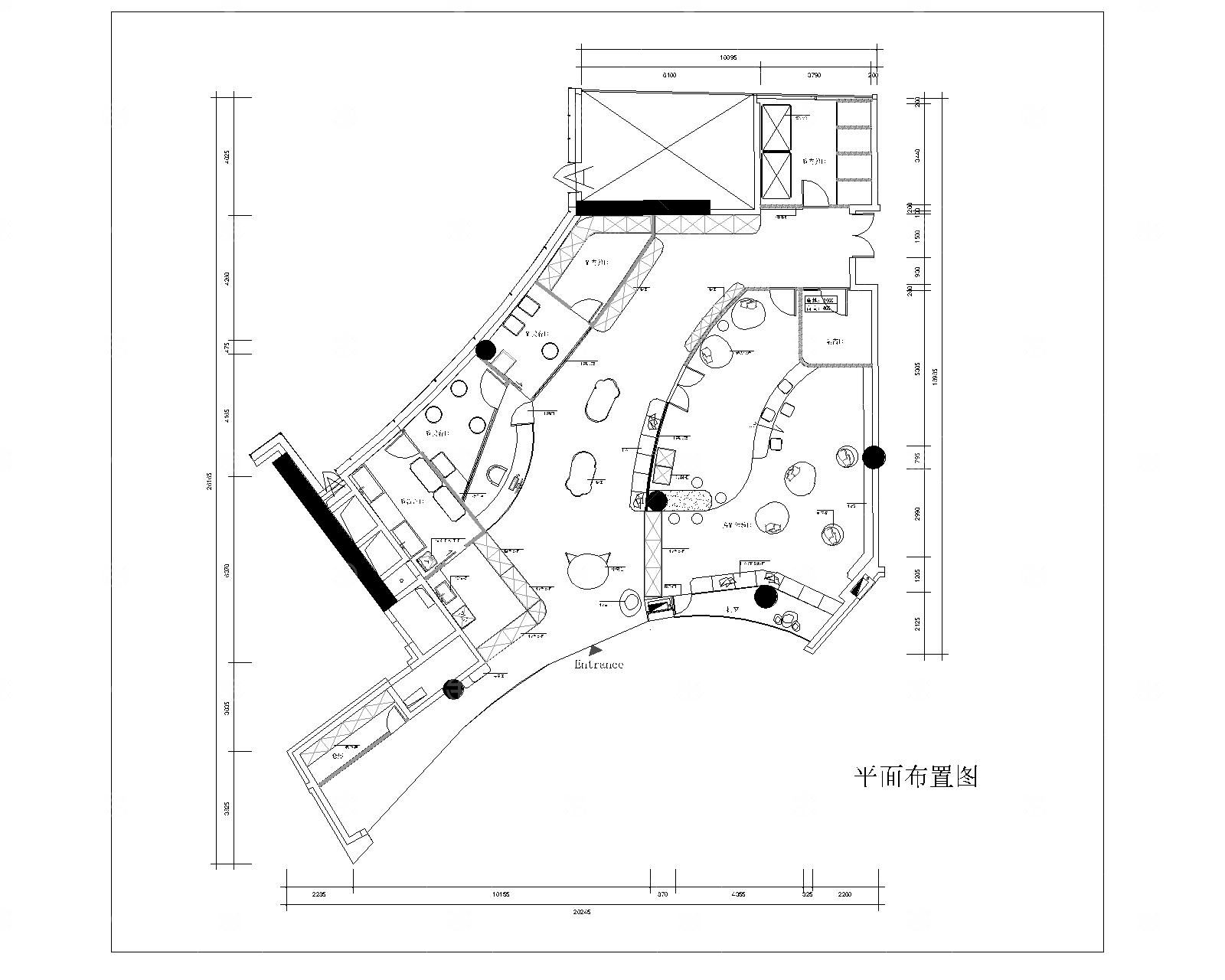 宠物店猫咖CAD平面图