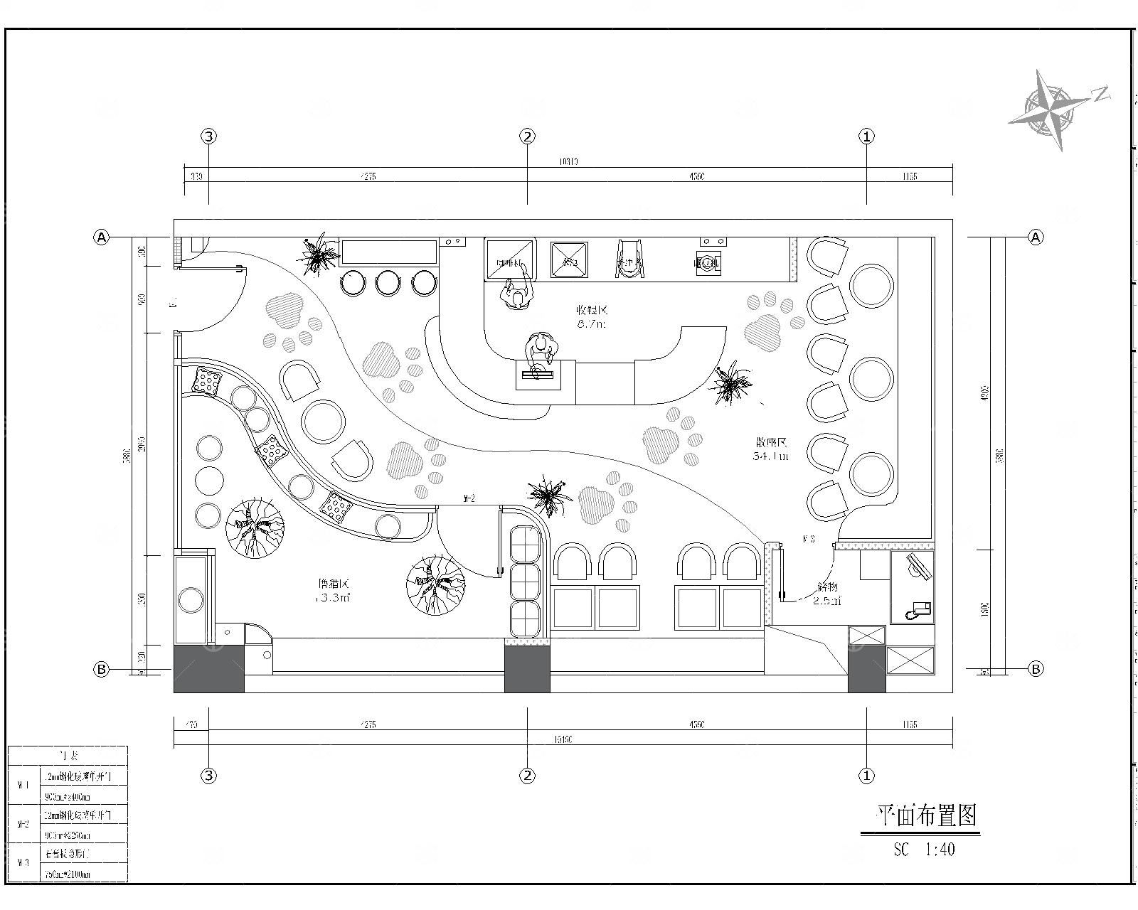 宠物店猫咖CAD平面图