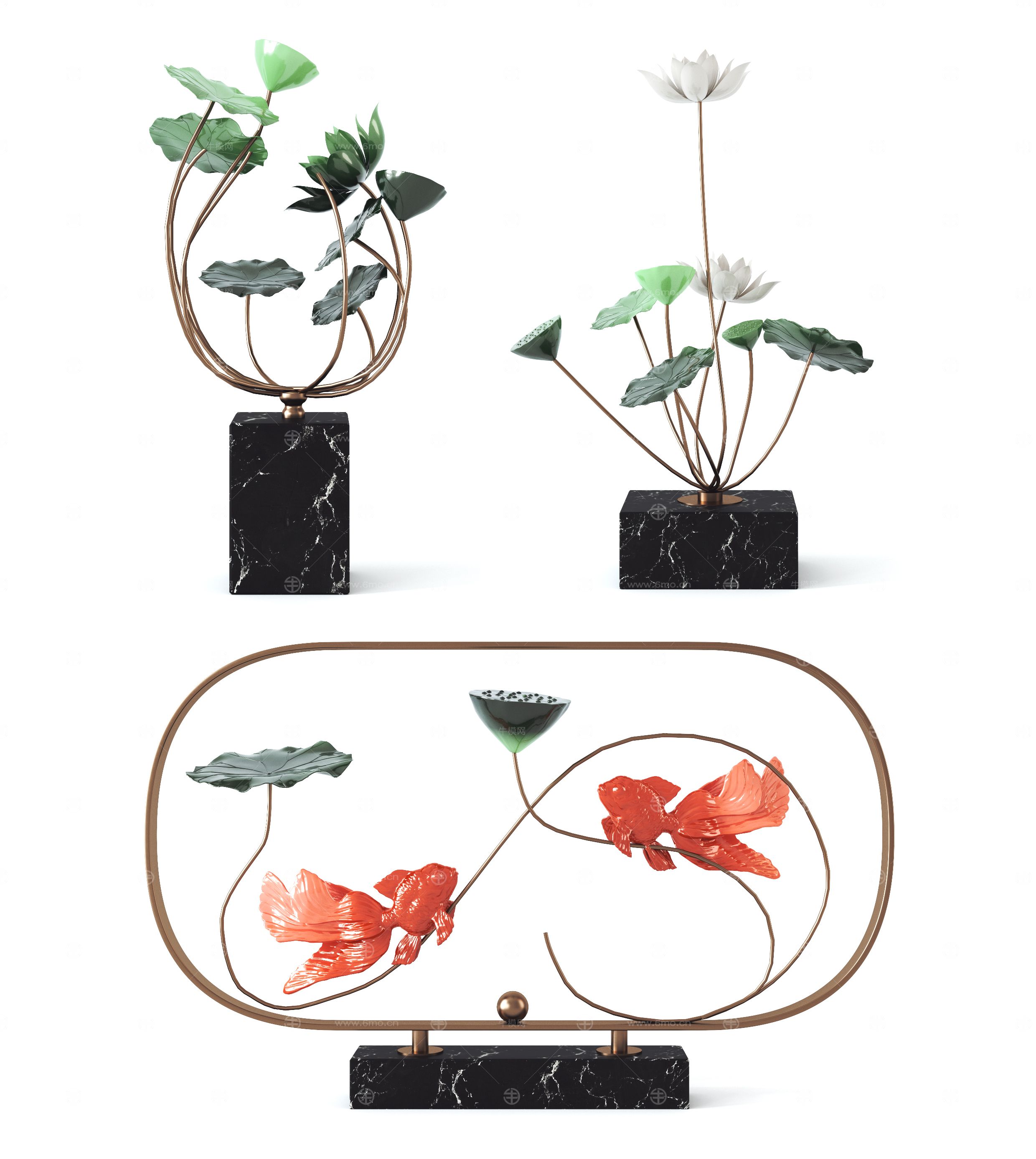 新中式荷叶荷花装饰摆件，禅意摆设，中式装饰品，陈设品