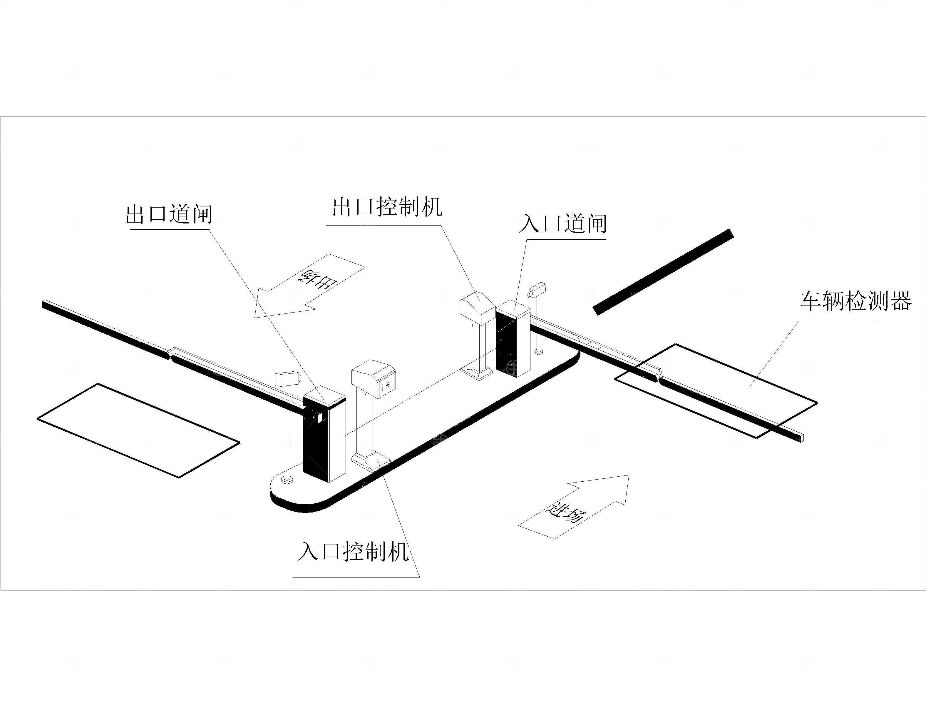 停车场出入口设备位置图CAD