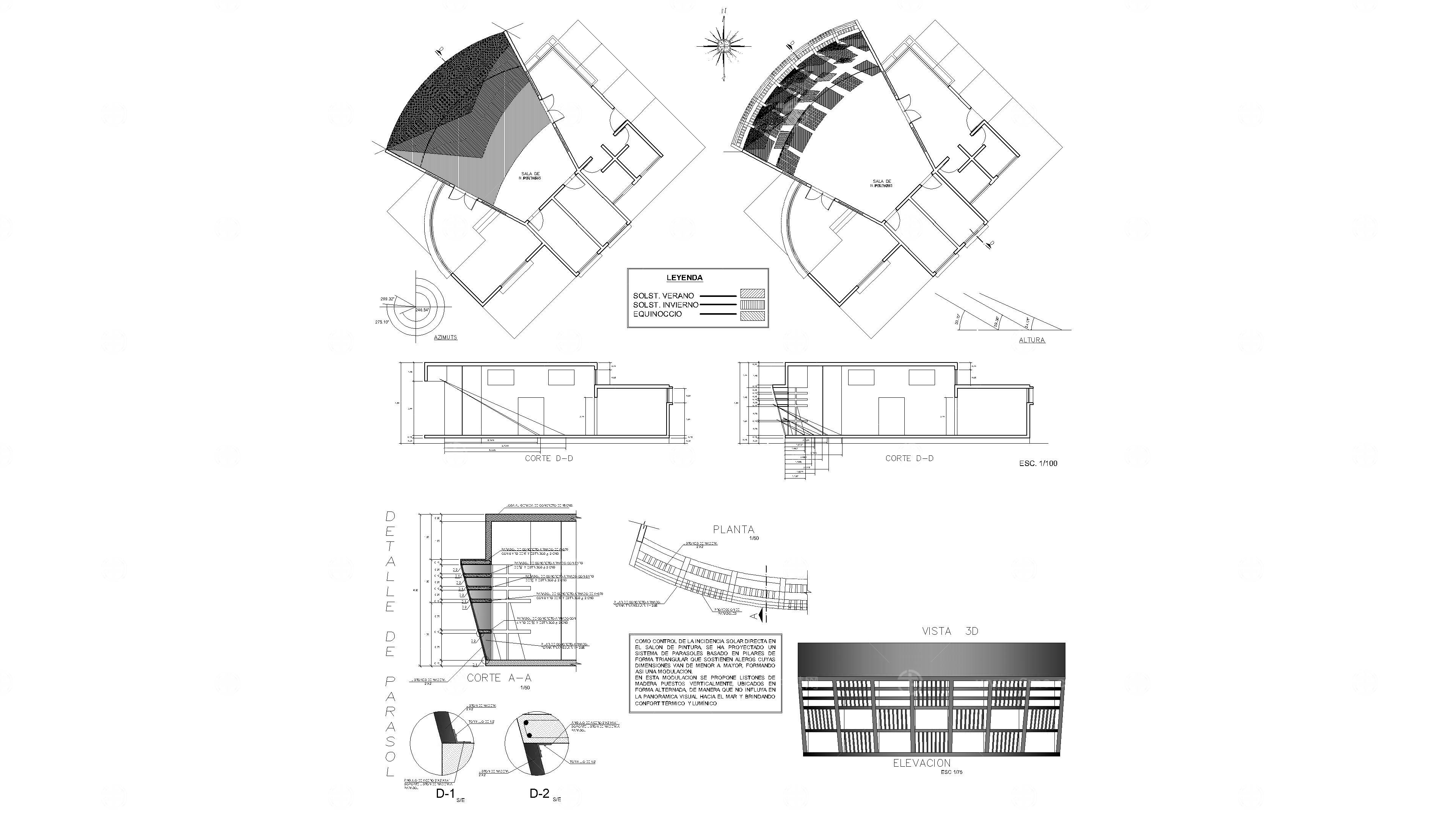 太阳能研究使用Aparasol Autocad Dwg