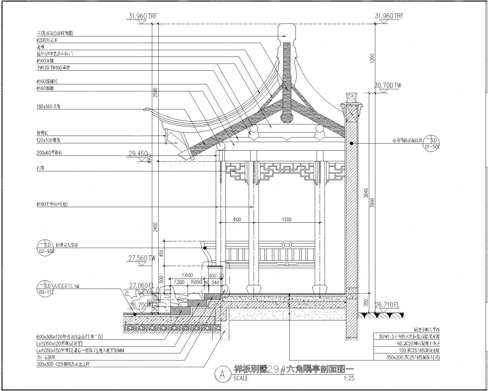 中式六角亭CAD施工图
