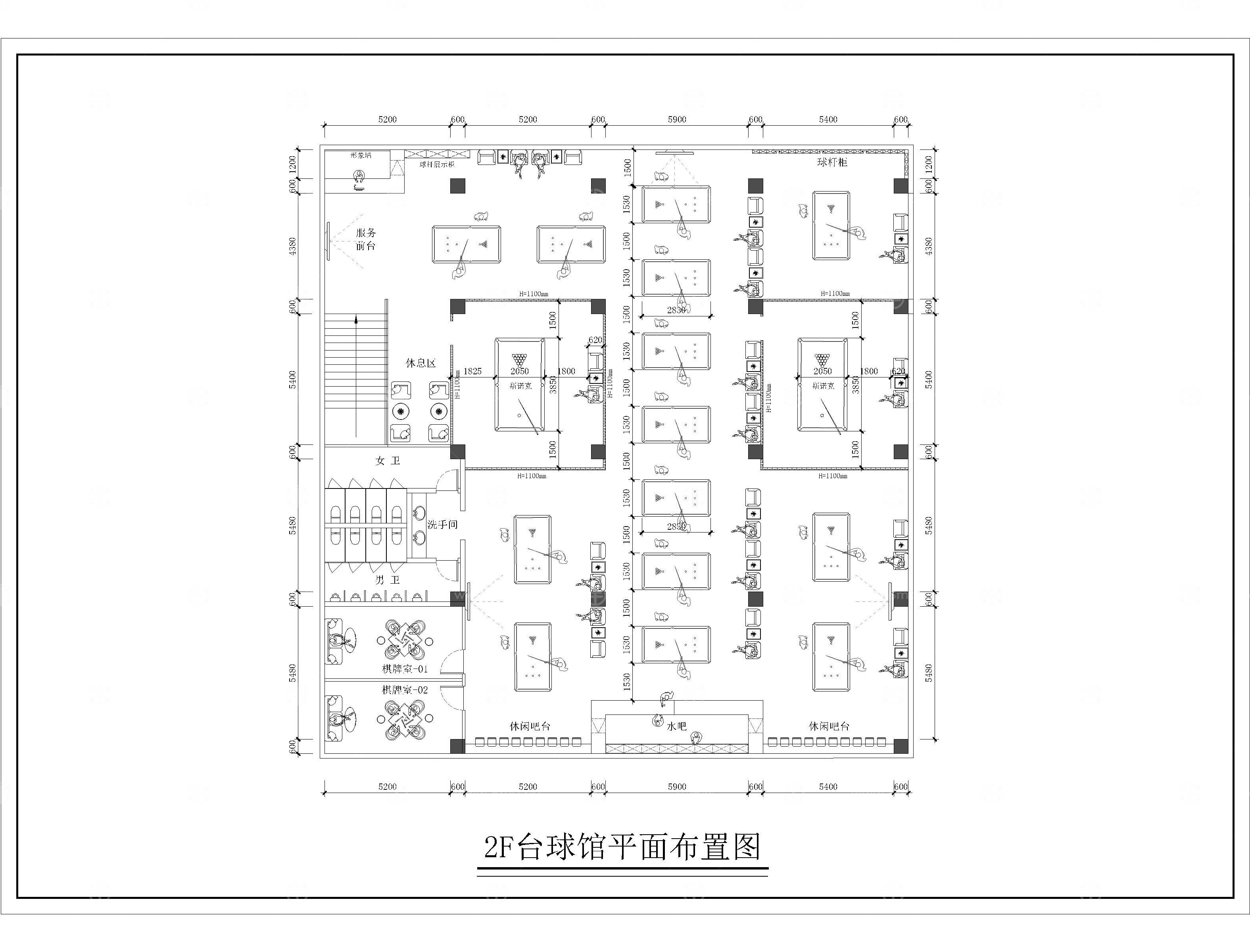 台球厅CAD平面图
