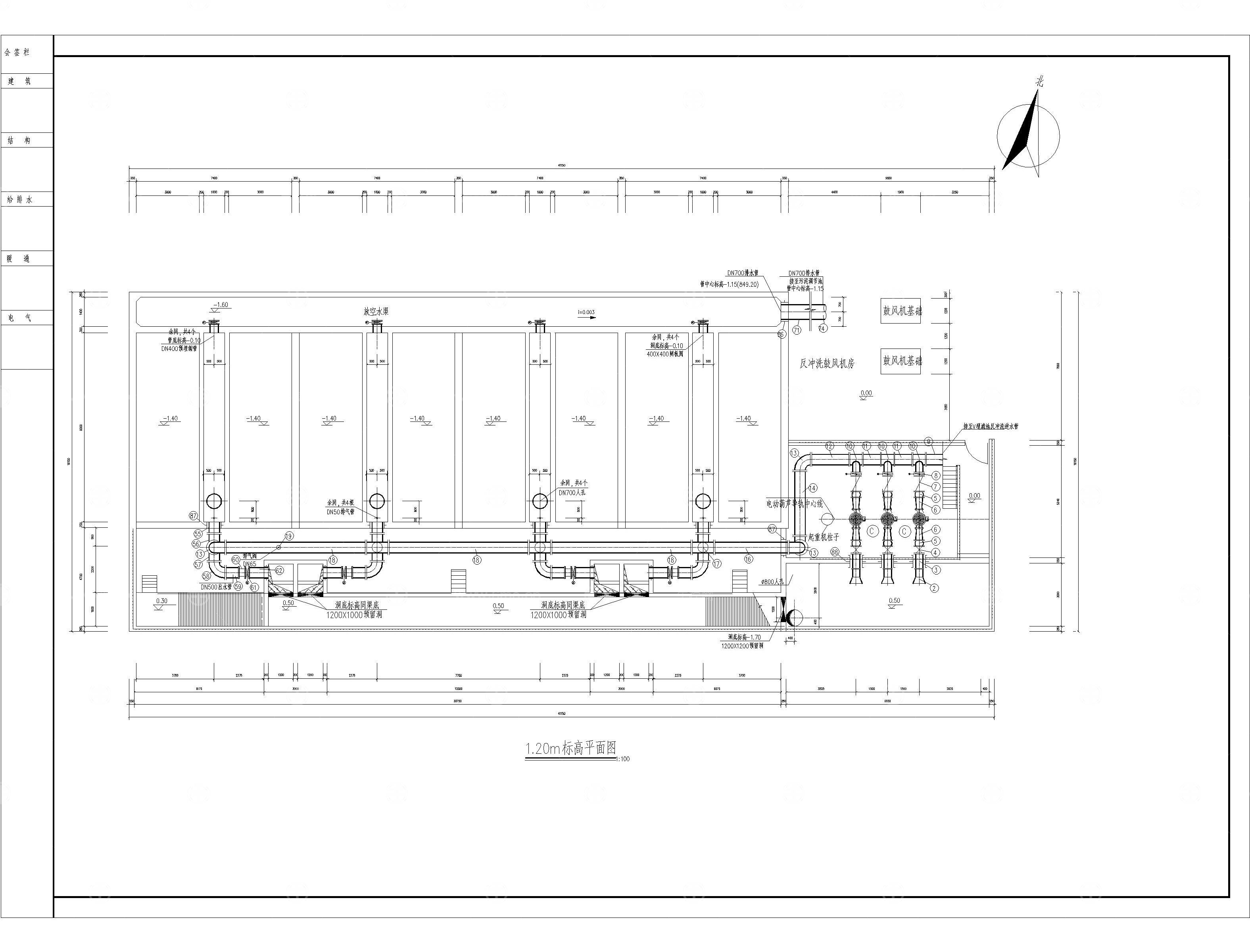 活性炭滤池CAD施工图