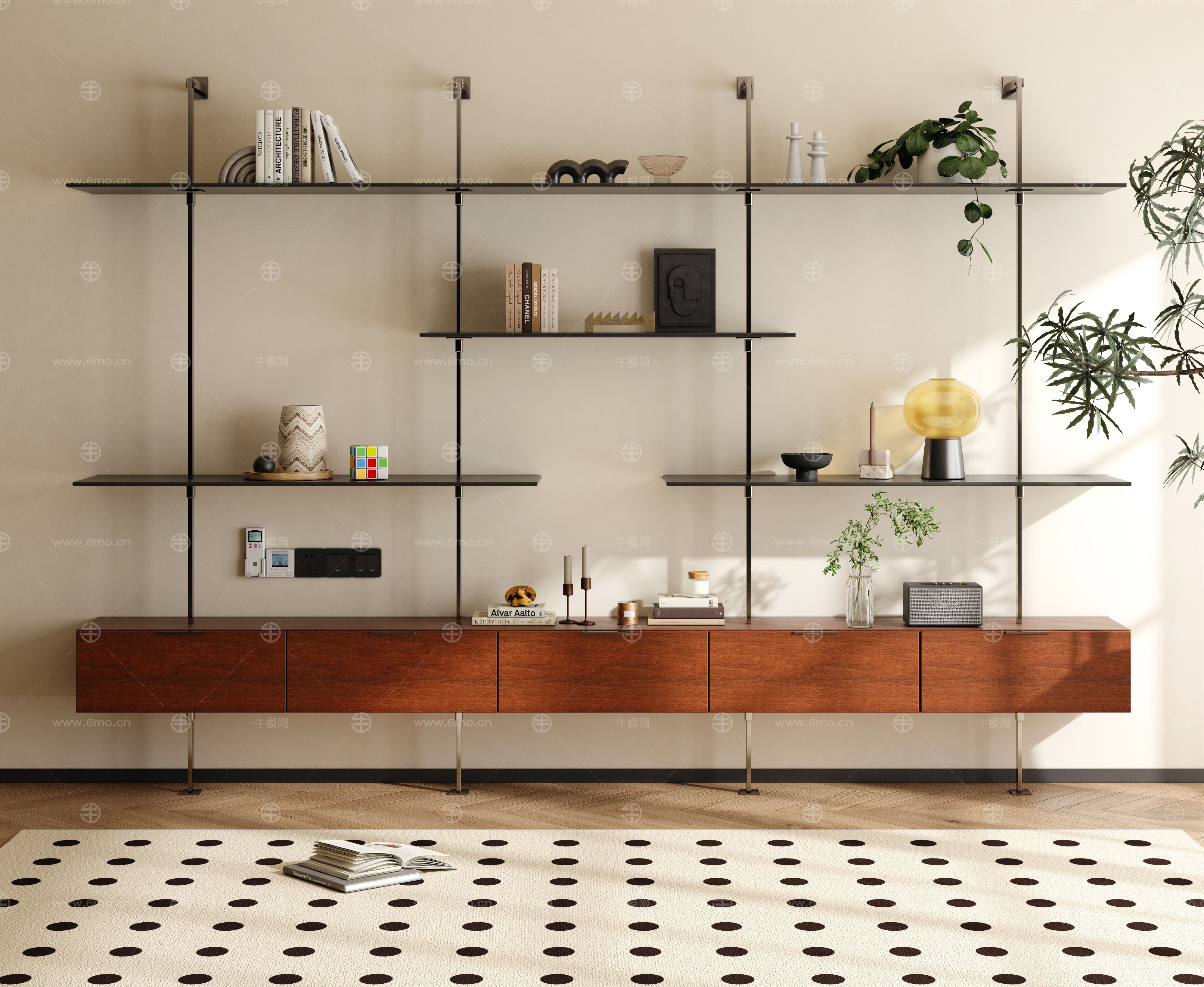 現(xiàn)代中古裝飾書架