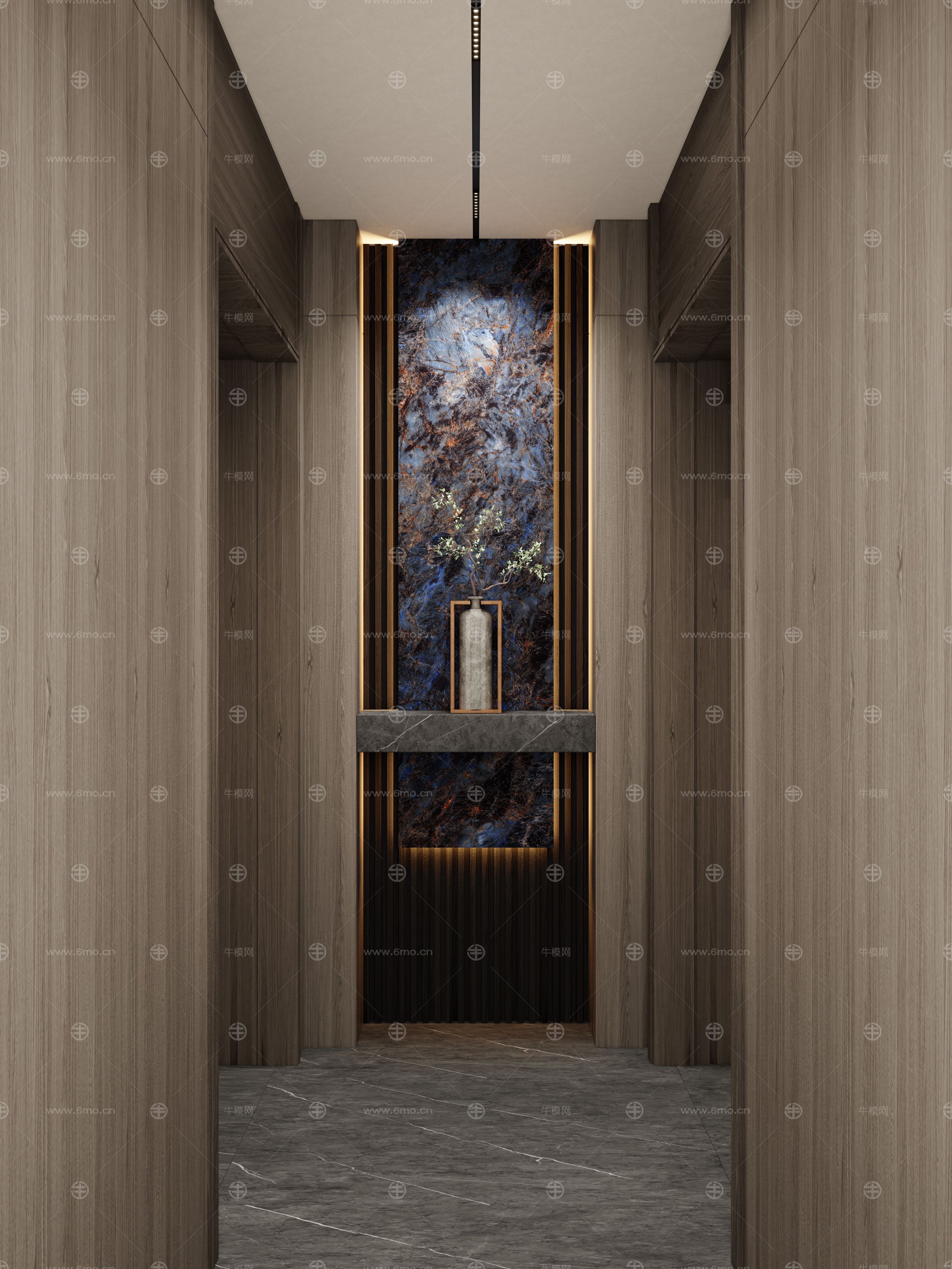 意式 轻奢风 中古风 黑金 走廊 端景 玄关