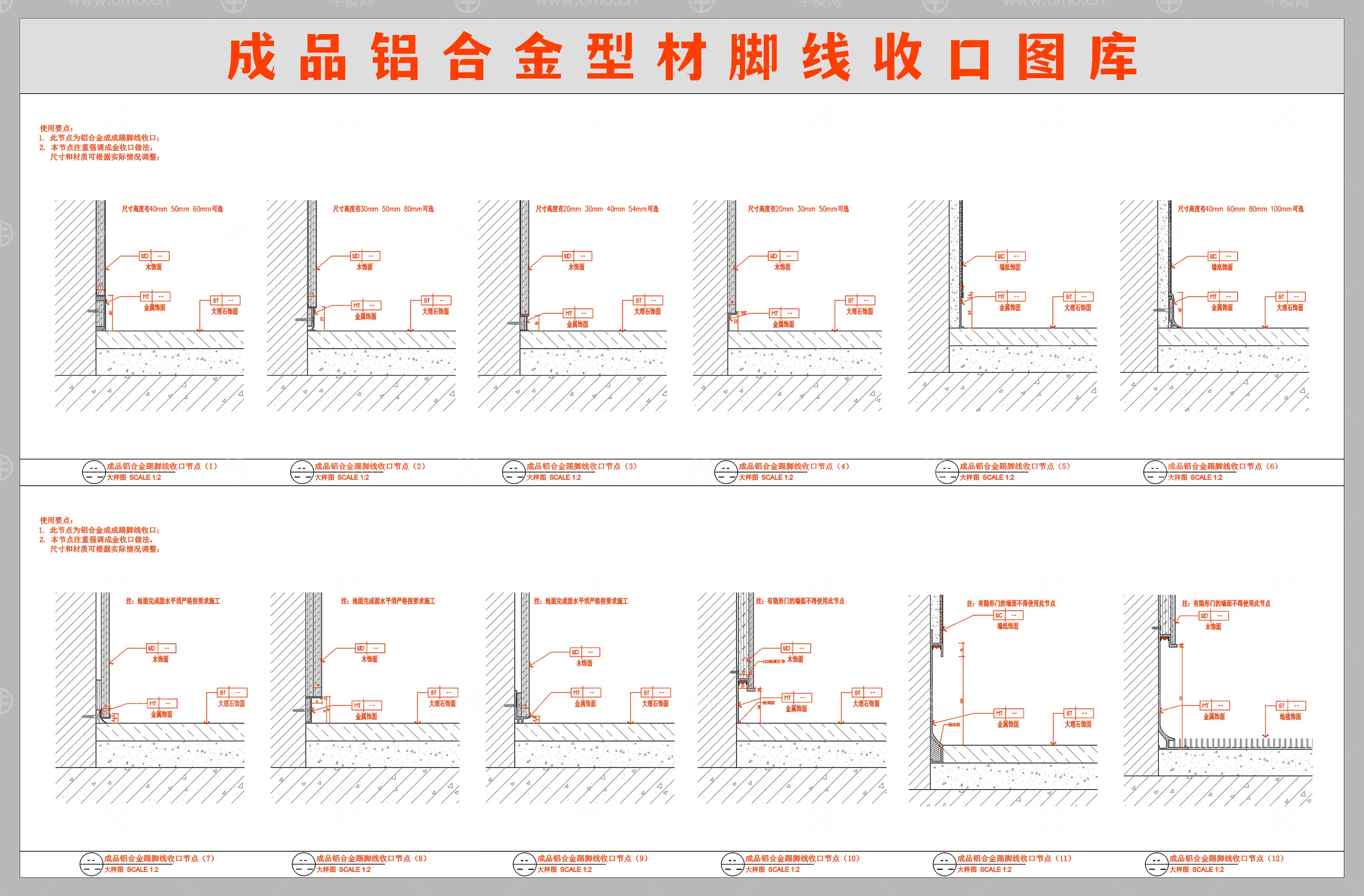 成品铝合金型材脚线收口
