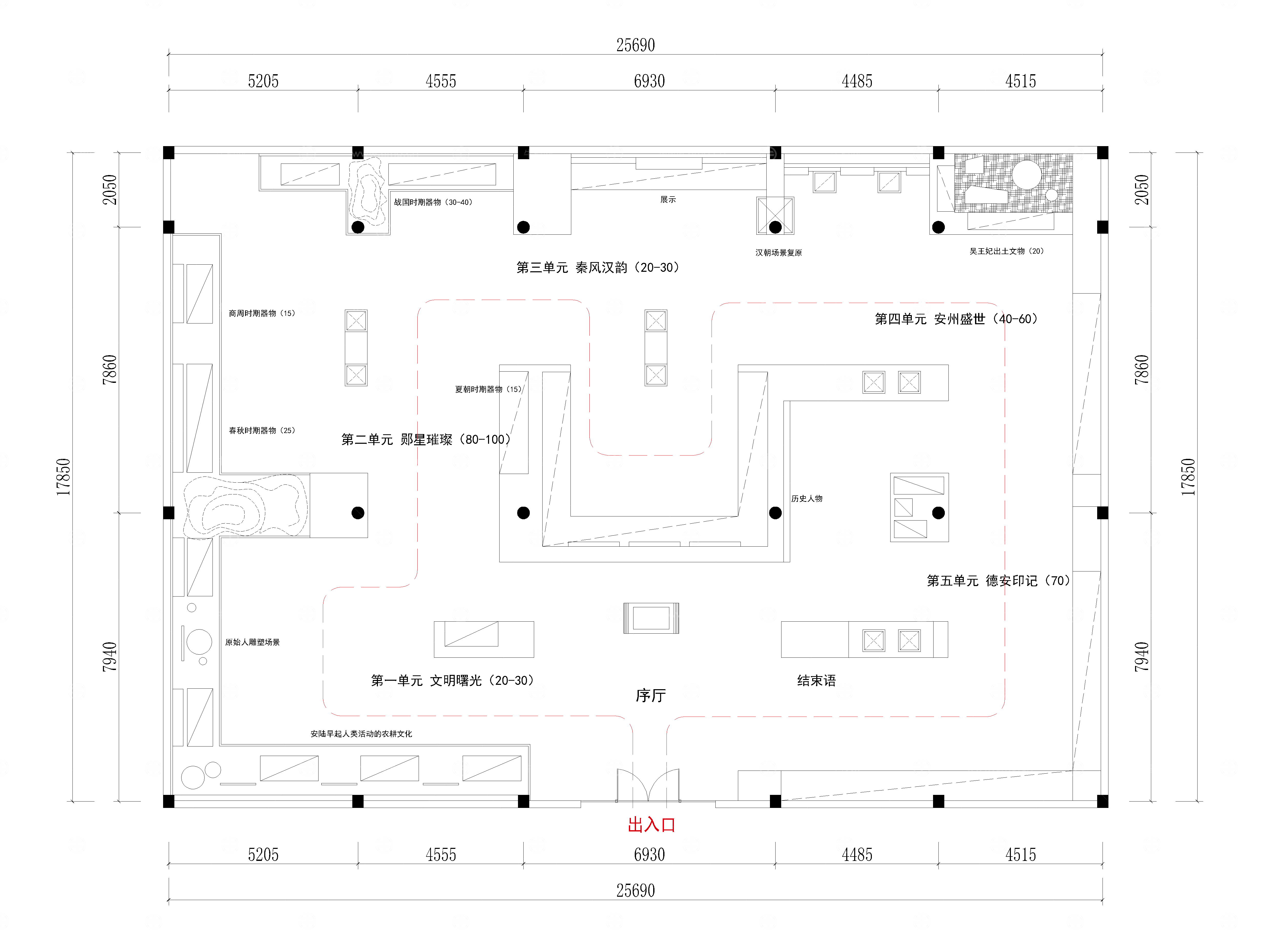 历史文物展厅展示平面布局