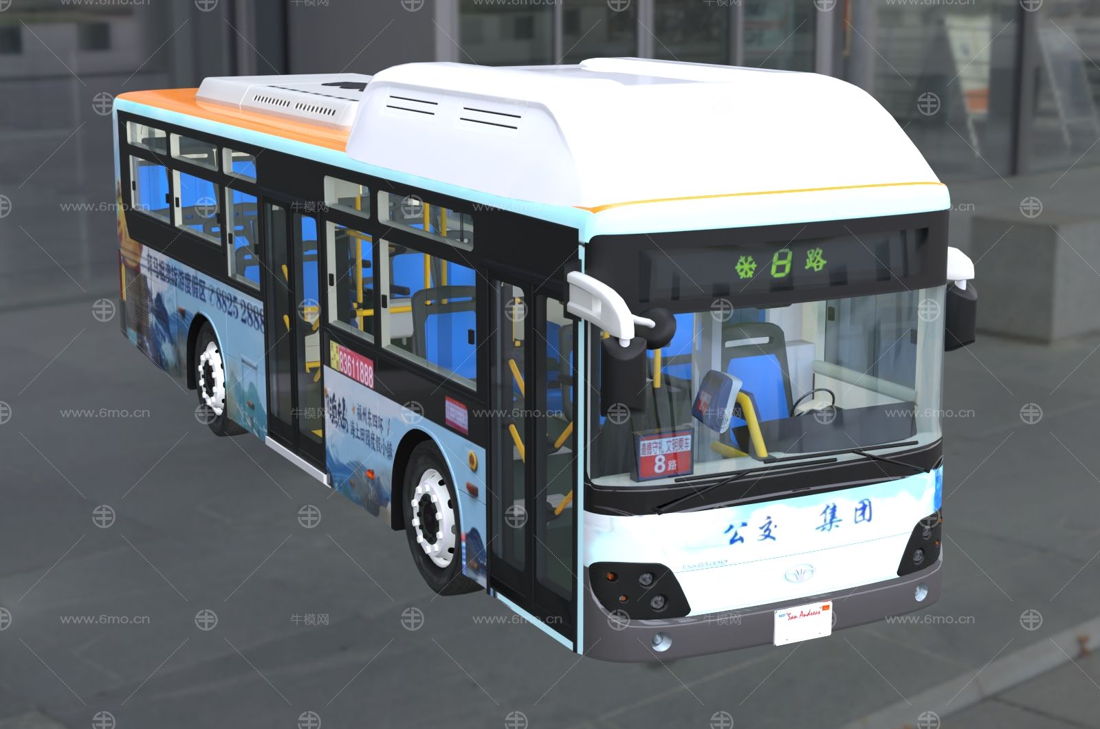 城市公交大巴车汽车8路