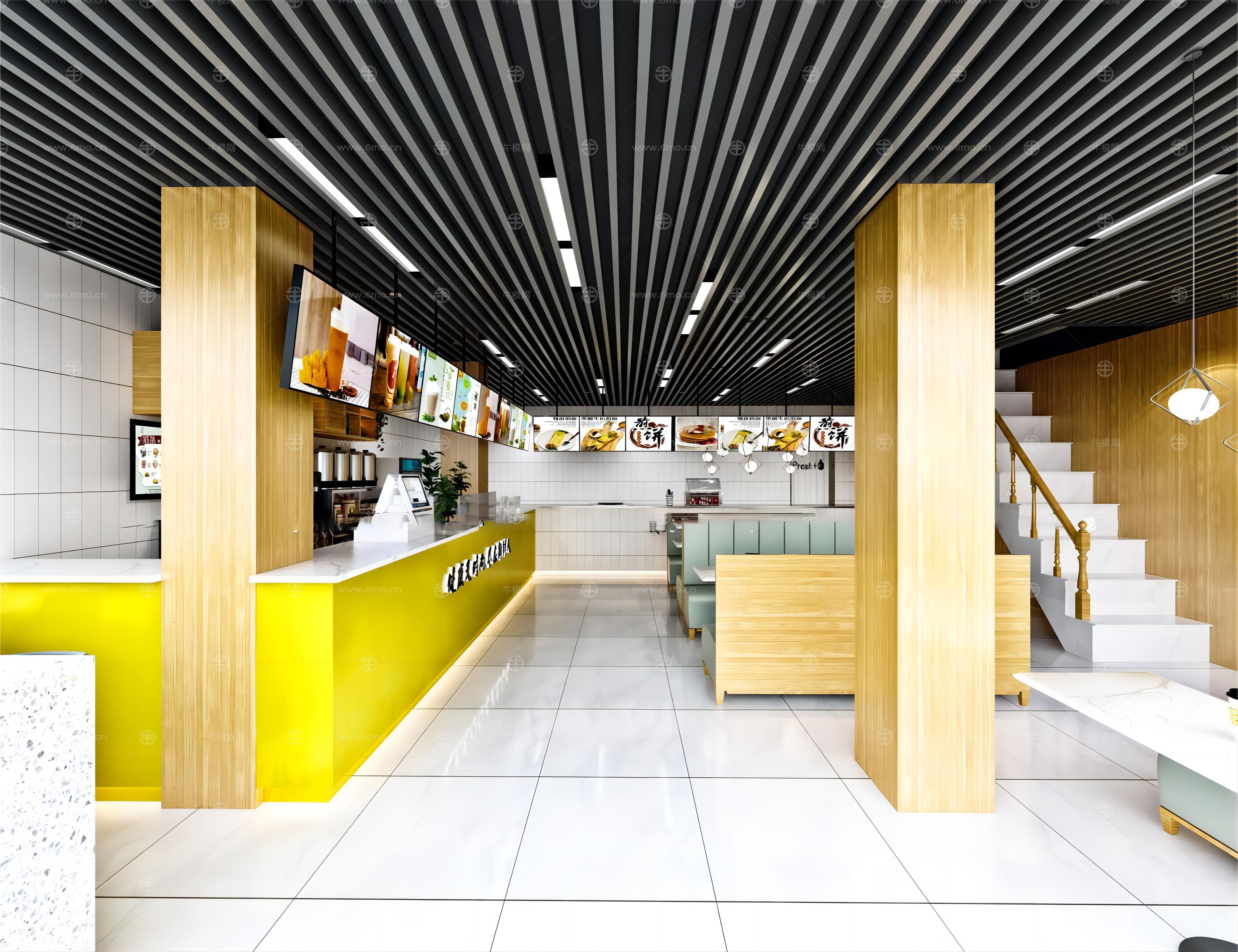现代奶茶店 咖啡店 门头门面