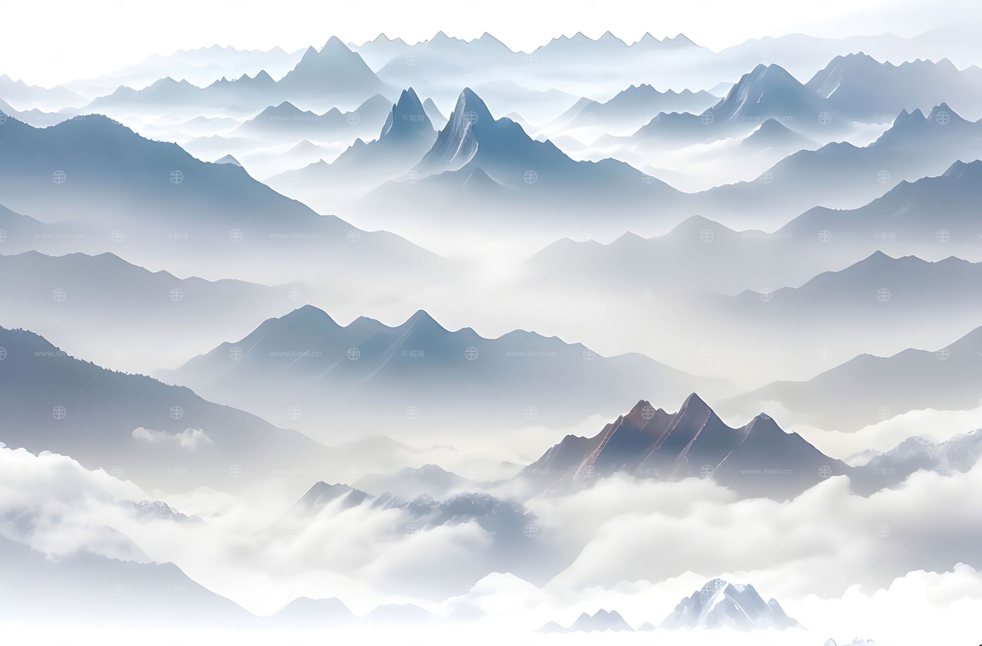新中式山水背景墙壁画壁纸