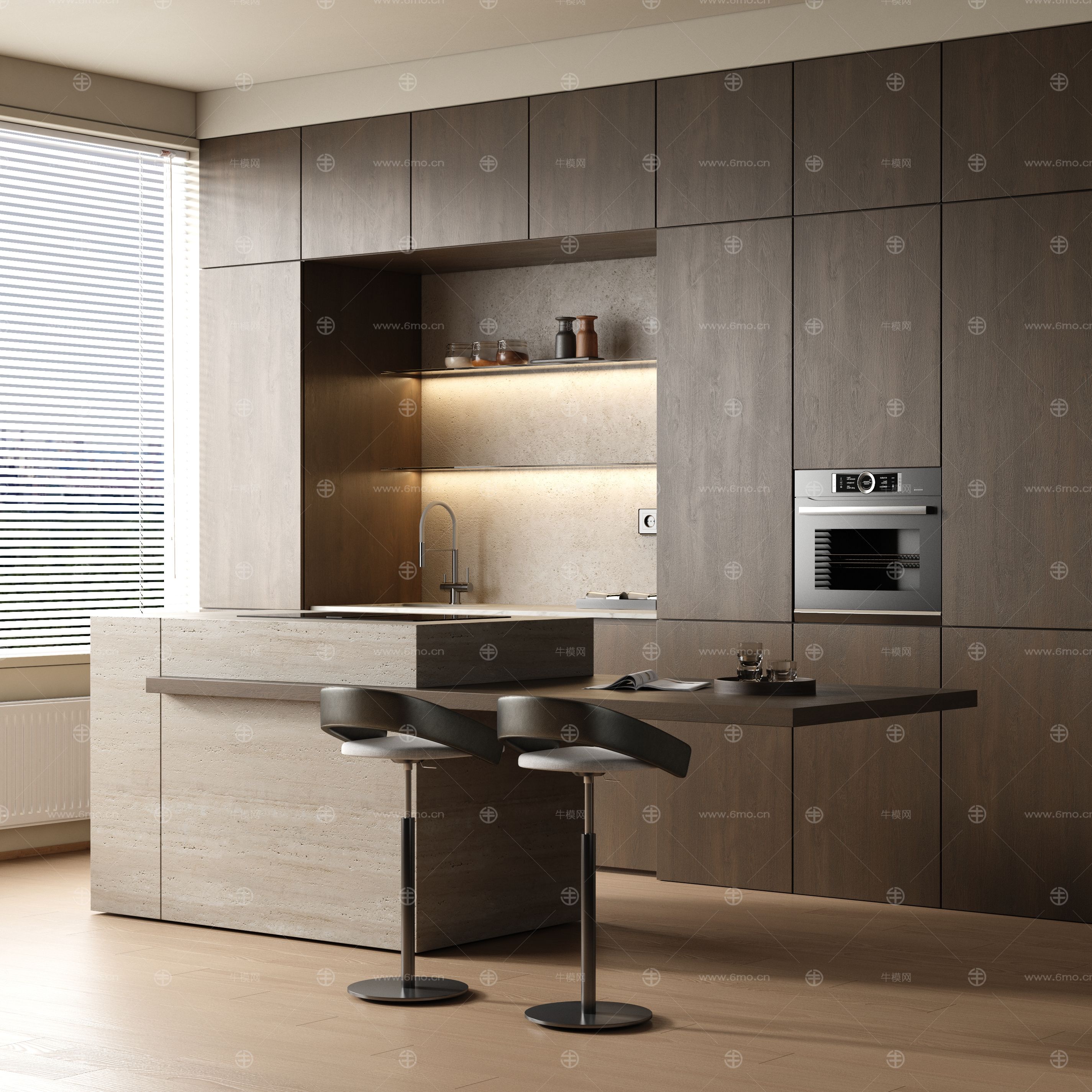 復(fù)古侘寂開(kāi)放式廚房 餐廳廚房 吧臺(tái)廚房 島臺(tái)廚房 半開(kāi)放式廚房