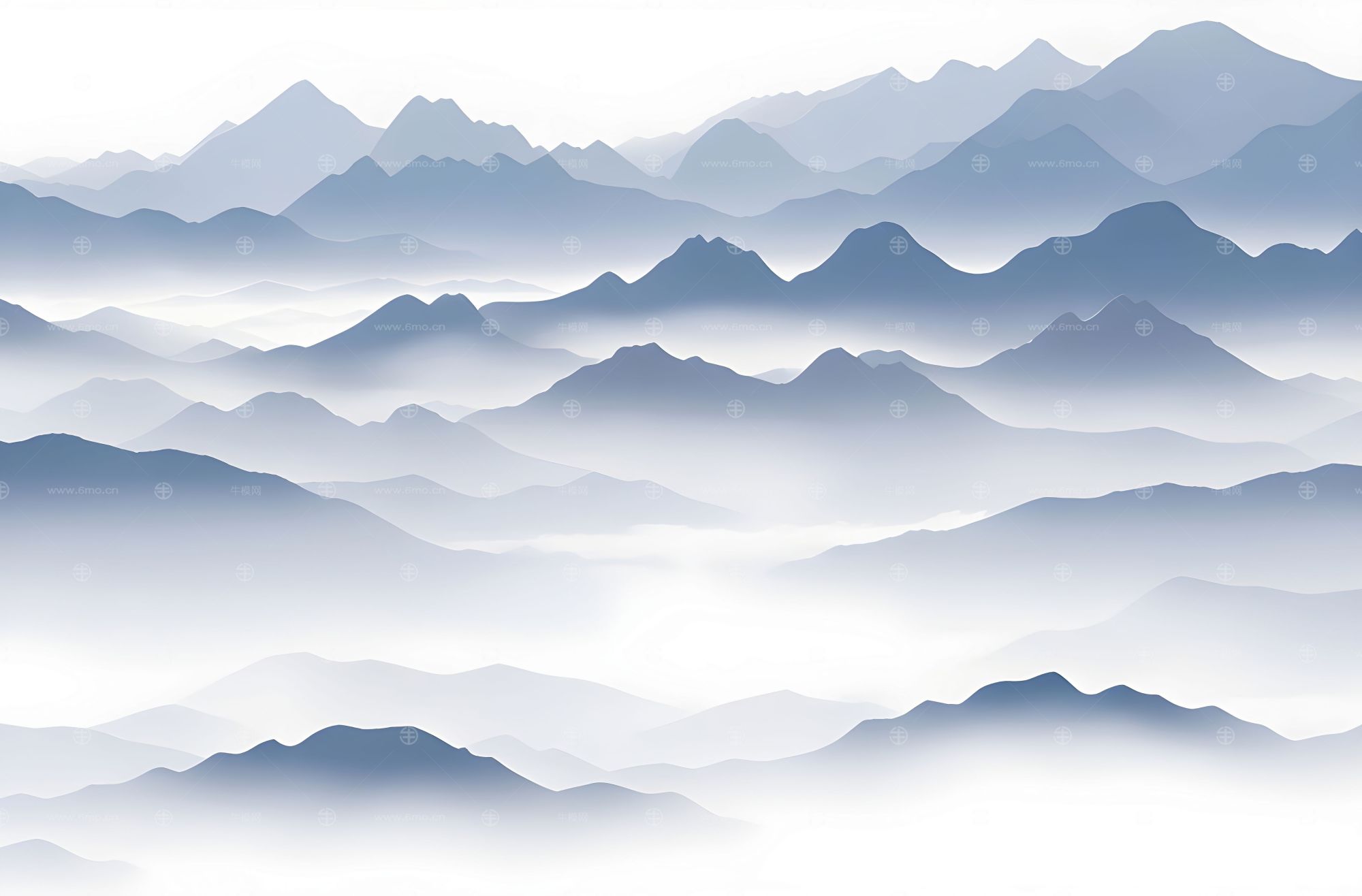 新中式山水背景墙壁画壁纸