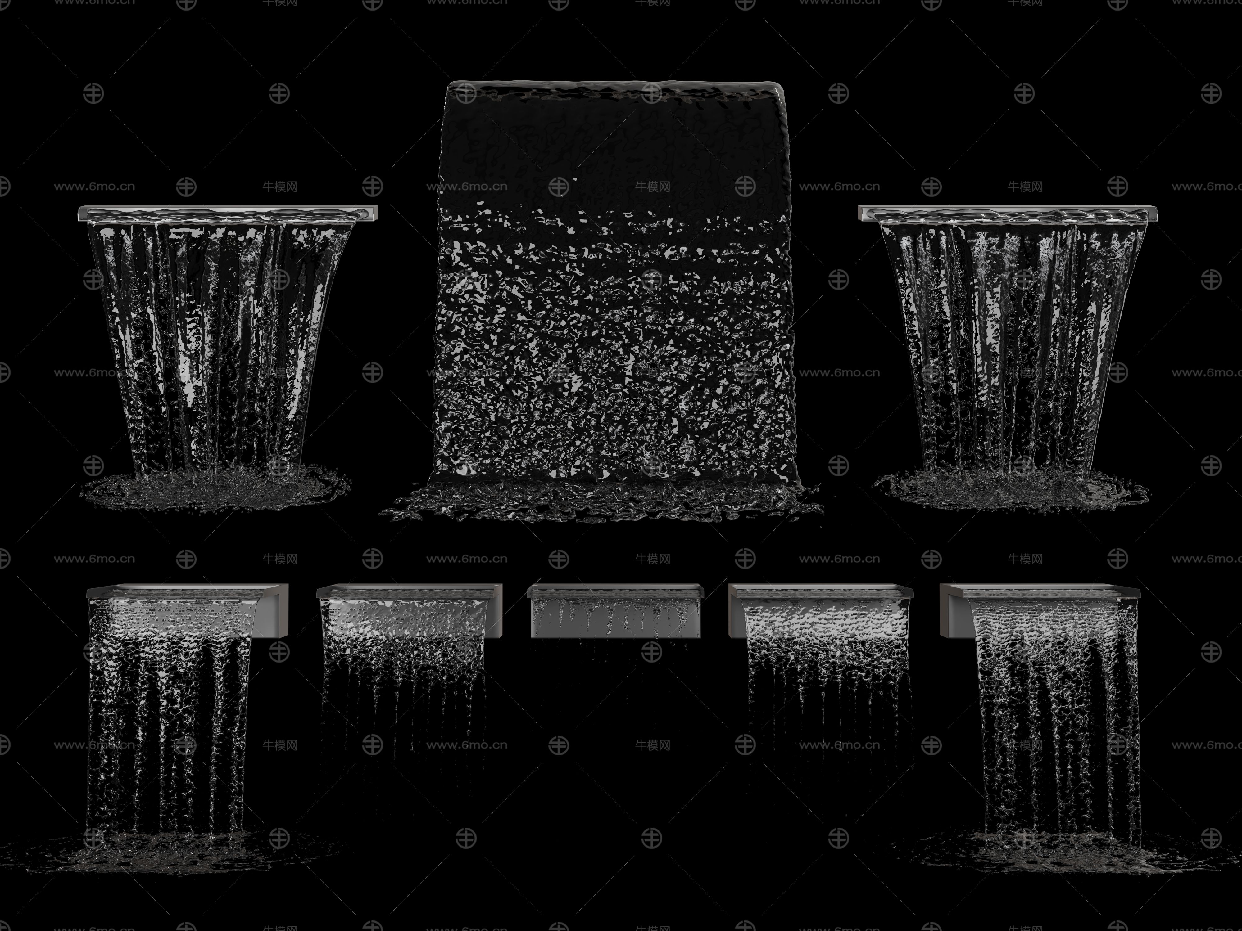 现代喷泉 流水 水幕 瀑布