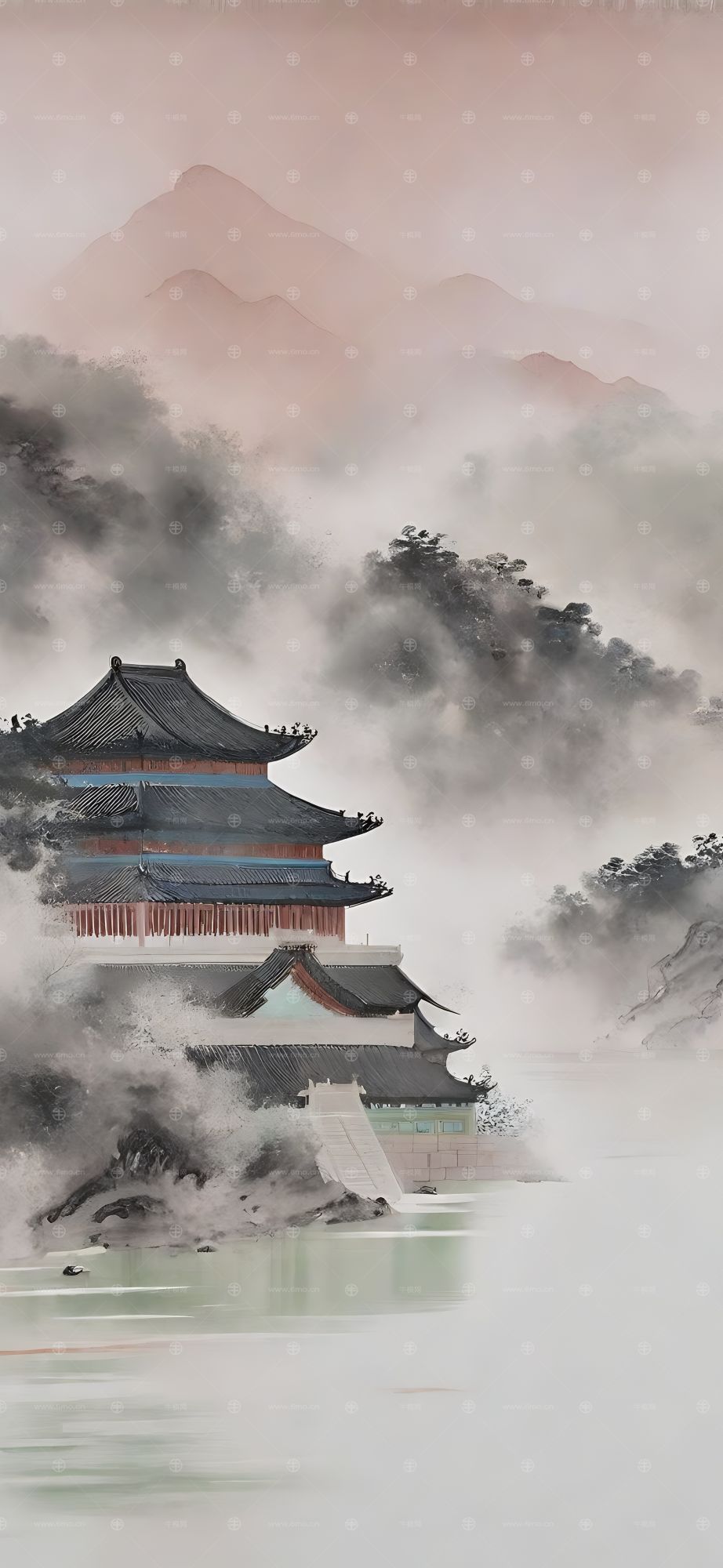 大美国风国潮元素中式美学壁画壁纸背景