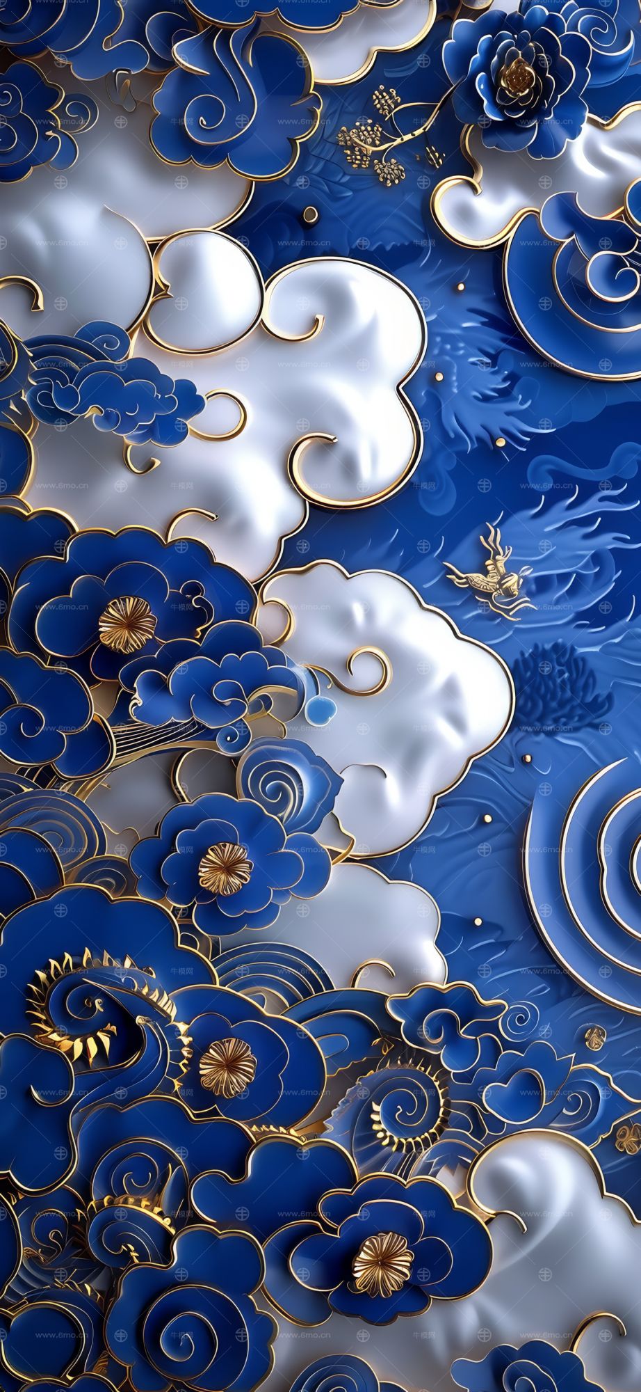 大美国风国潮元素中式美学壁画壁纸背景