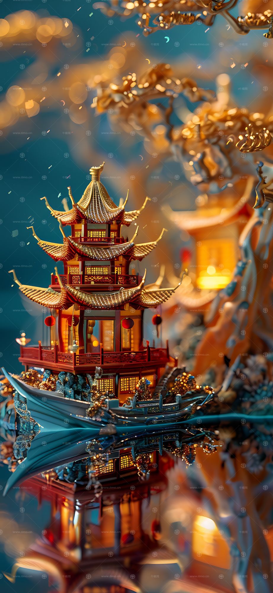 大美国风国潮元素中式美学壁画壁纸背景