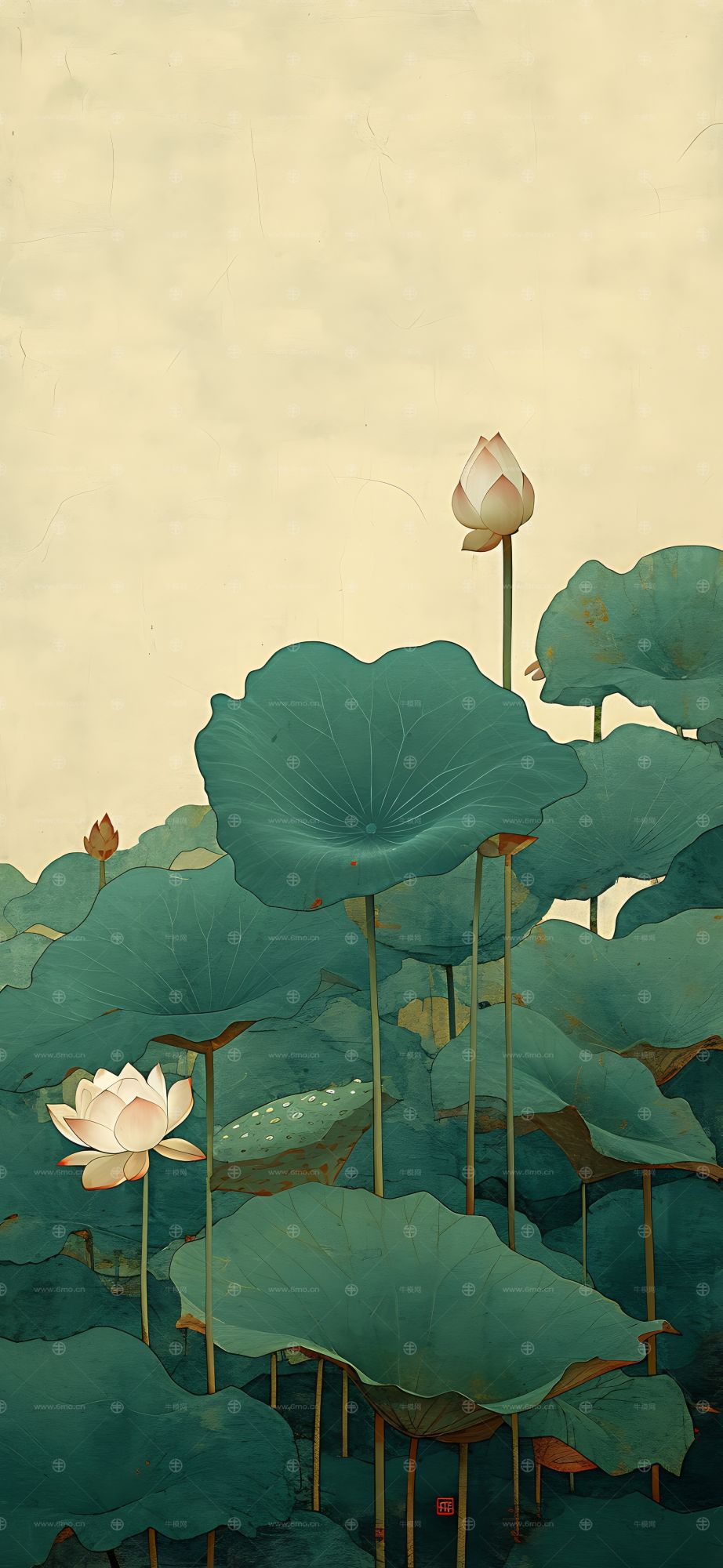 大美国风国潮元素中式美学壁画壁纸背景