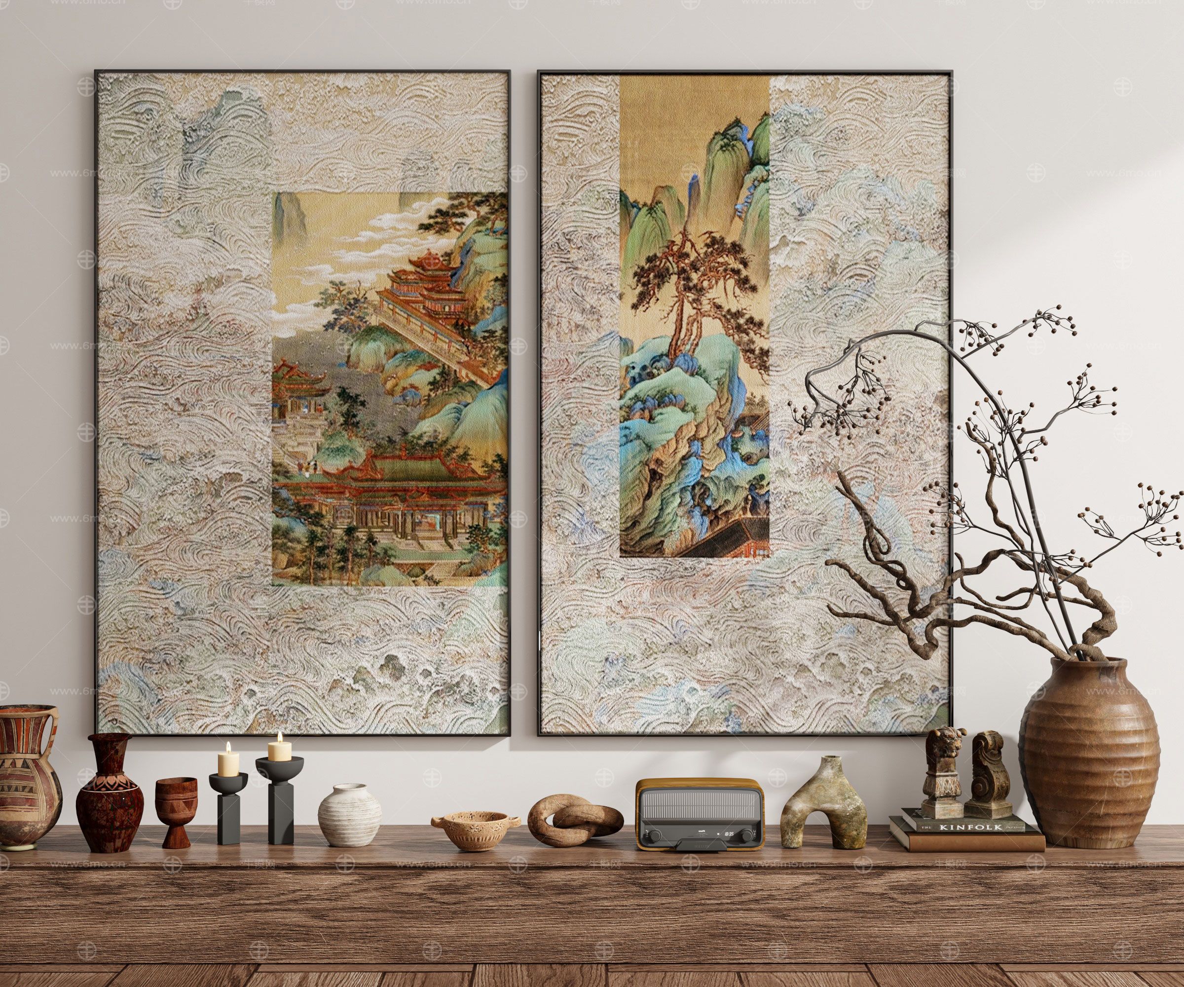  现代新中式侘寂中古风装饰画挂画