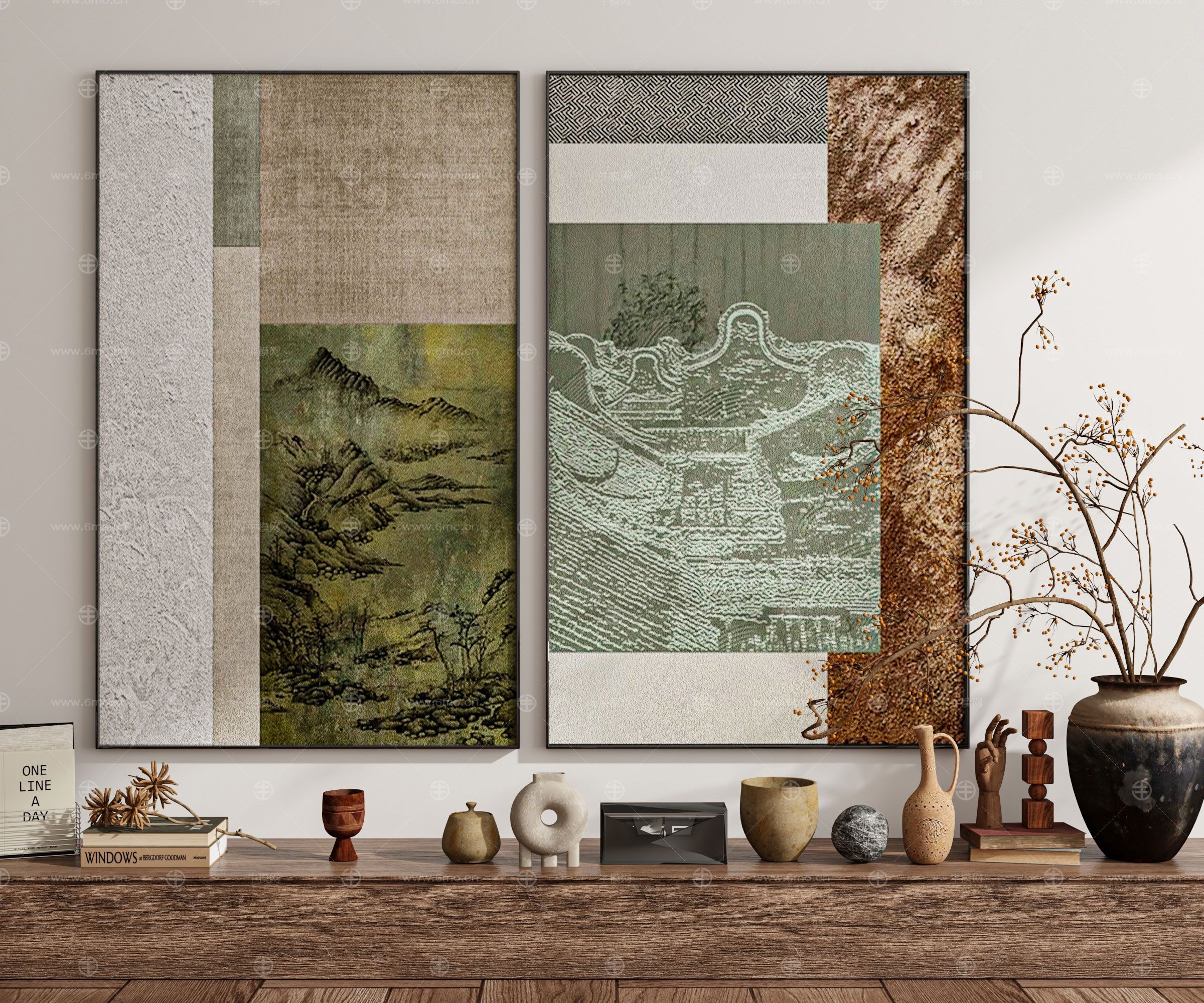  现代新中式侘寂中古风装饰画挂画