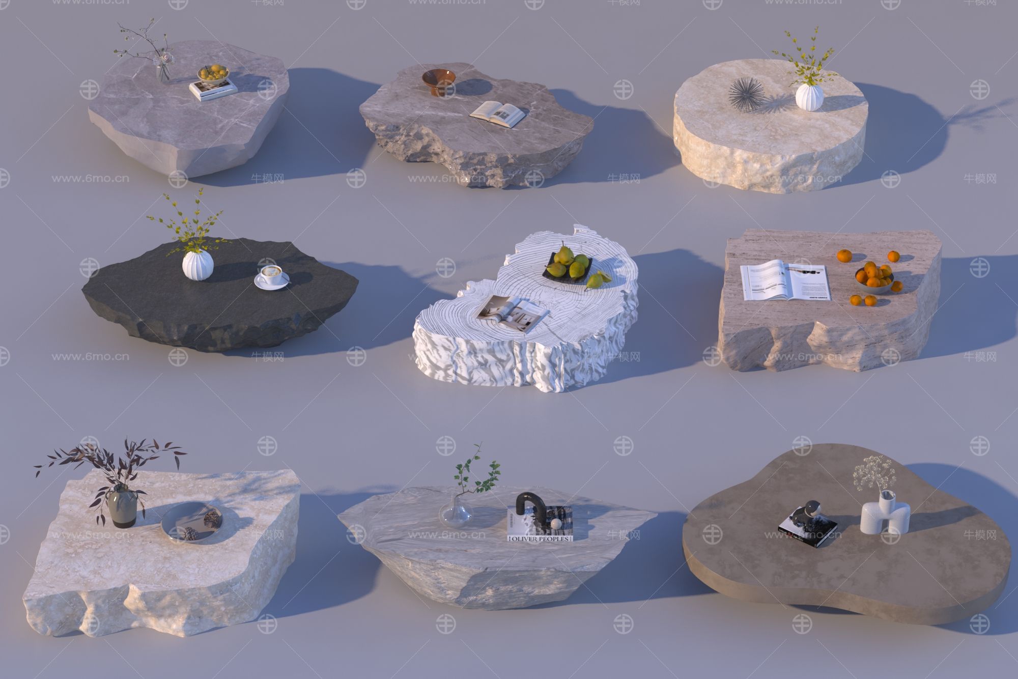 新中式石頭茶幾組合