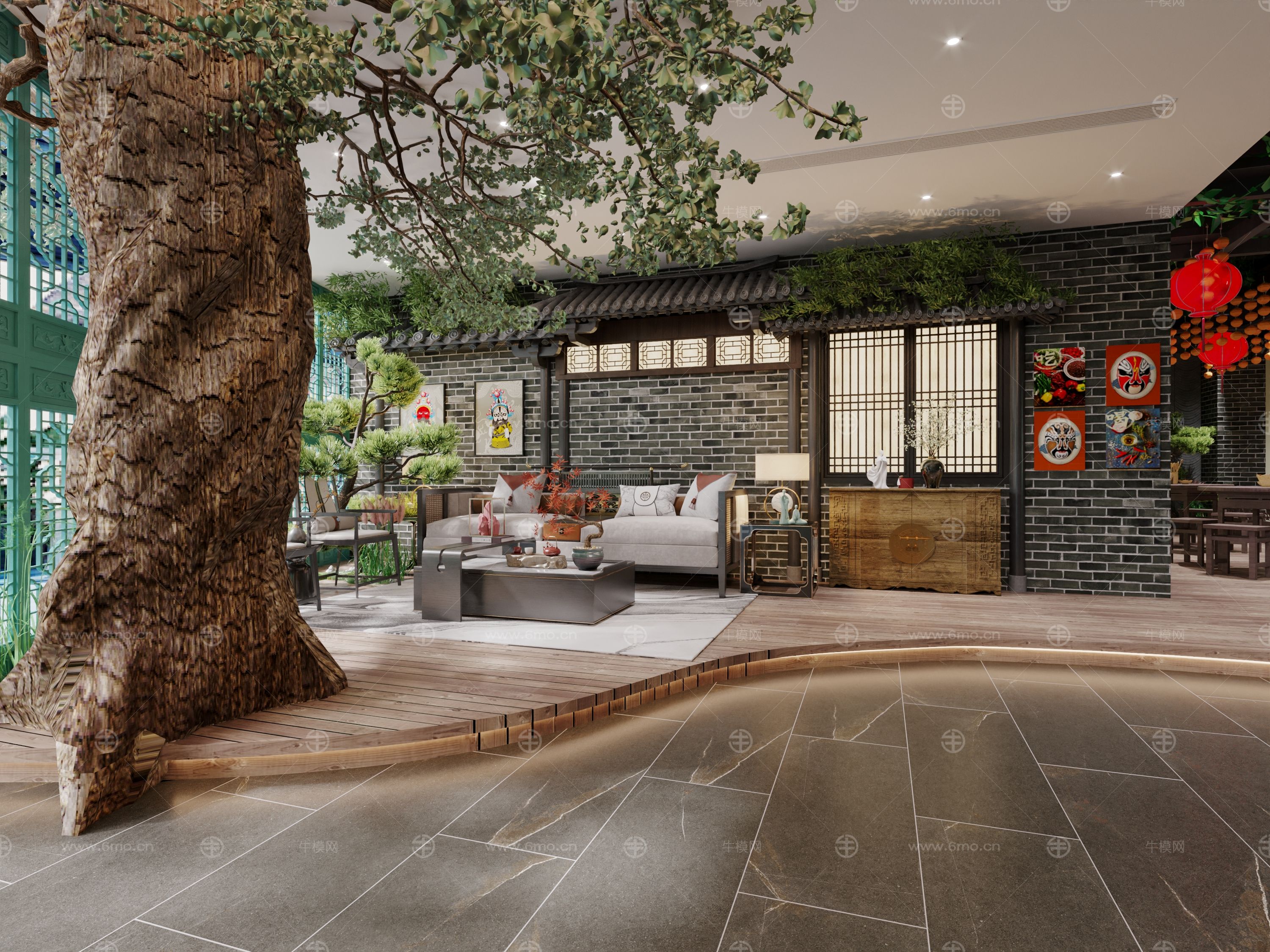 中式餐厅汉风前台大厅