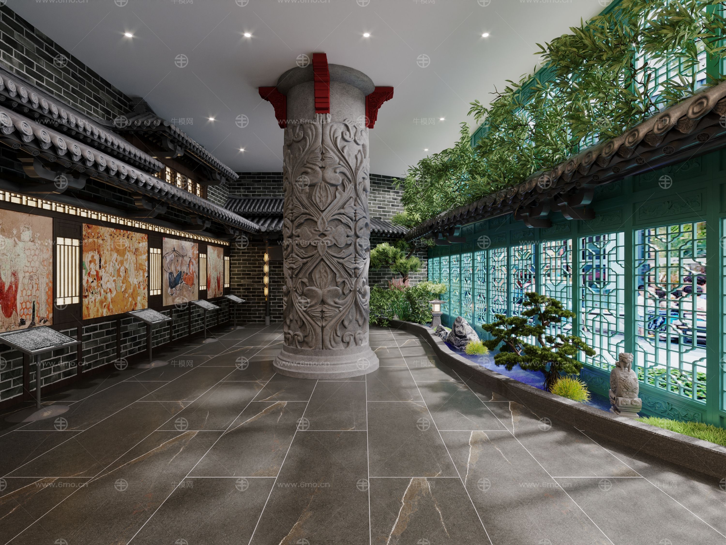 中式餐厅汉风前台大厅