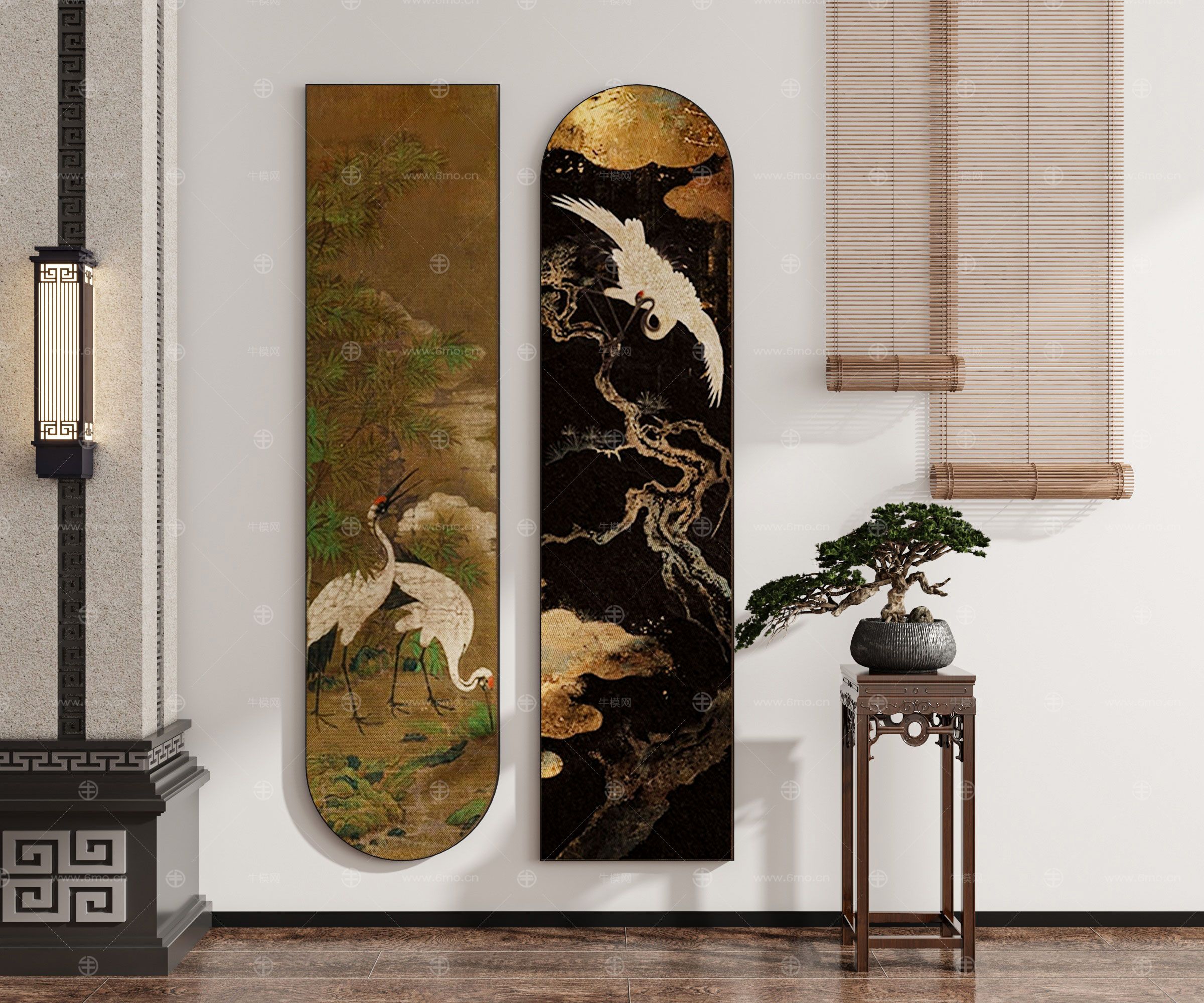 现代新中式禅意中古风侘寂风挂画墙饰装饰画组合