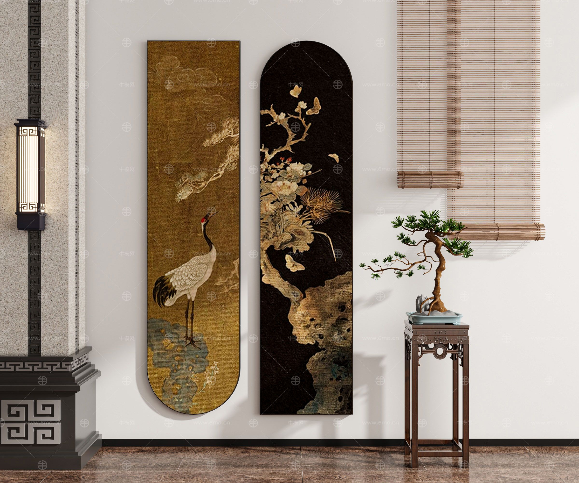 现代新中式禅意中古风侘寂风挂画墙饰装饰画组合