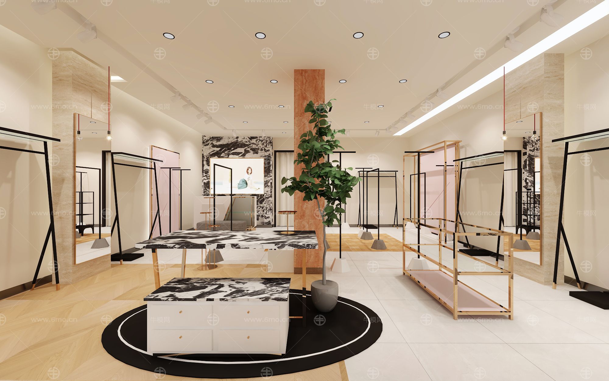 洞石门头的服装店