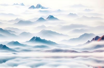 新中式山水<b>背</b><b>景</b><b>墙</b>壁画壁纸