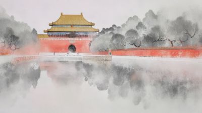大美国风国潮元素中式美学壁画壁纸<b>背</b><b>景</b>