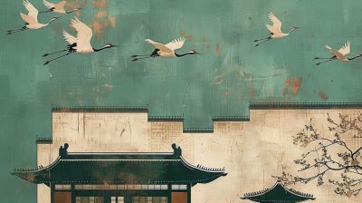 大美国风国潮元素中式美学壁画壁纸<b>背</b><b>景</b>