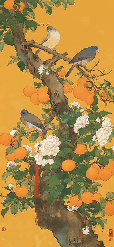 大美国风国潮元素中式美学壁画壁纸<b>背</b><b>景</b>