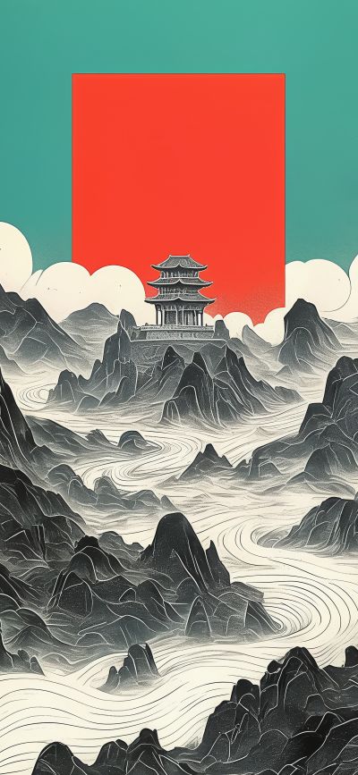 大美国风国潮元素中式美学壁画壁纸<b>背</b><b>景</b>