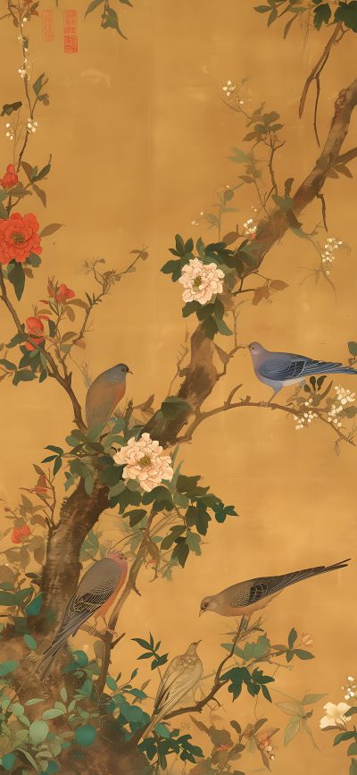 大美国风国潮元素中式美学壁画壁纸<b>背</b><b>景</b>