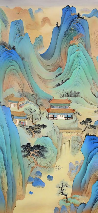 大美国风国潮元素中式美学壁画壁纸<b>背</b><b>景</b>