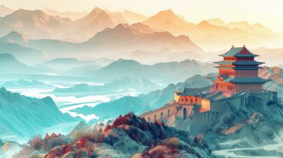 大美国风国潮元素中式美学壁画壁纸<b>背</b><b>景</b>