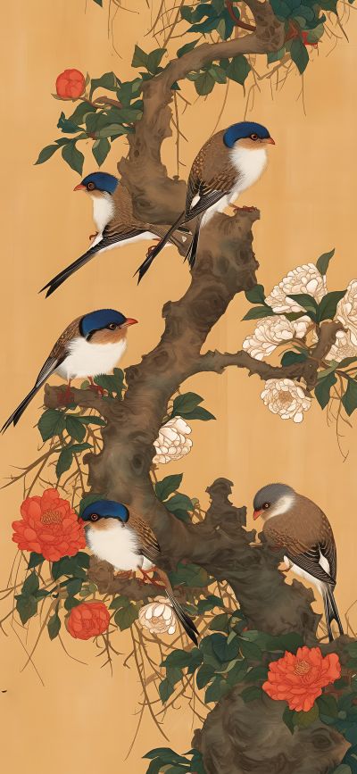大美国风国潮元素中式美学壁画壁纸<b>背</b><b>景</b>