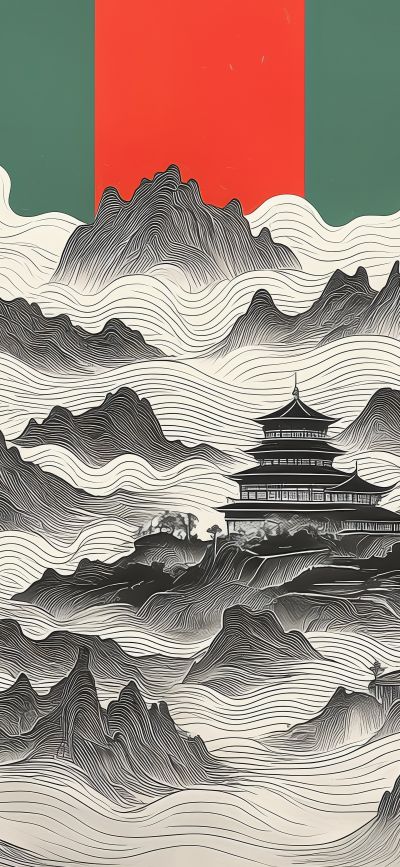 大美国风国潮元素中式美学壁画壁纸<b>背</b><b>景</b>