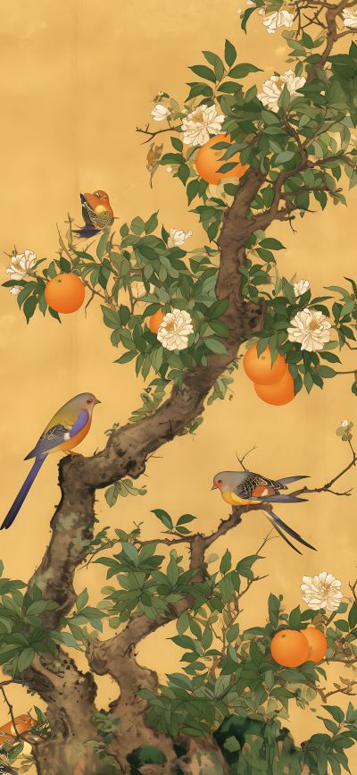 大美国风国潮元素中式美学壁画壁纸<b>背</b><b>景</b>