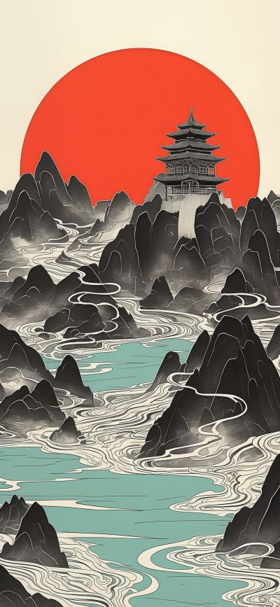 大美国风国潮元素中式美学壁画壁纸<b>背</b><b>景</b>