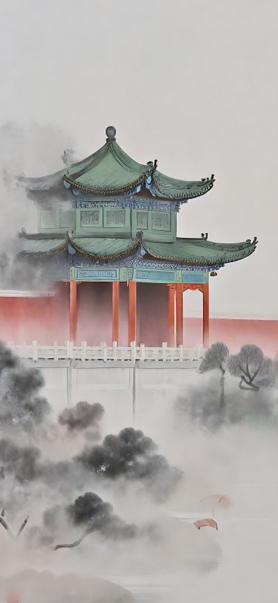 大美国风国潮元素中式美学壁画壁纸<b>背</b><b>景</b>