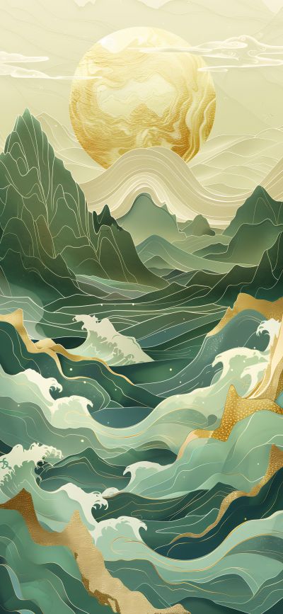 大美国风国潮元素中式美学壁画壁纸<b>背</b><b>景</b>