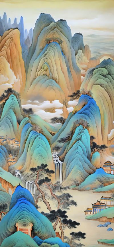 大美国风国潮元素中式美学壁画壁纸<b>背</b><b>景</b>