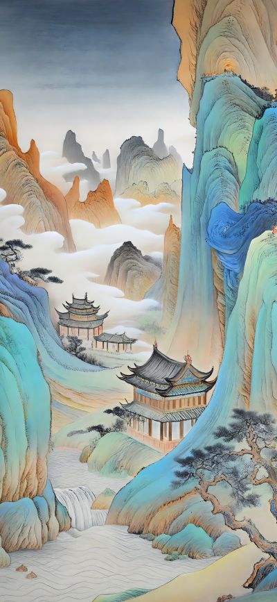 大美国风国潮元素中式美学壁画壁纸<b>背</b><b>景</b>